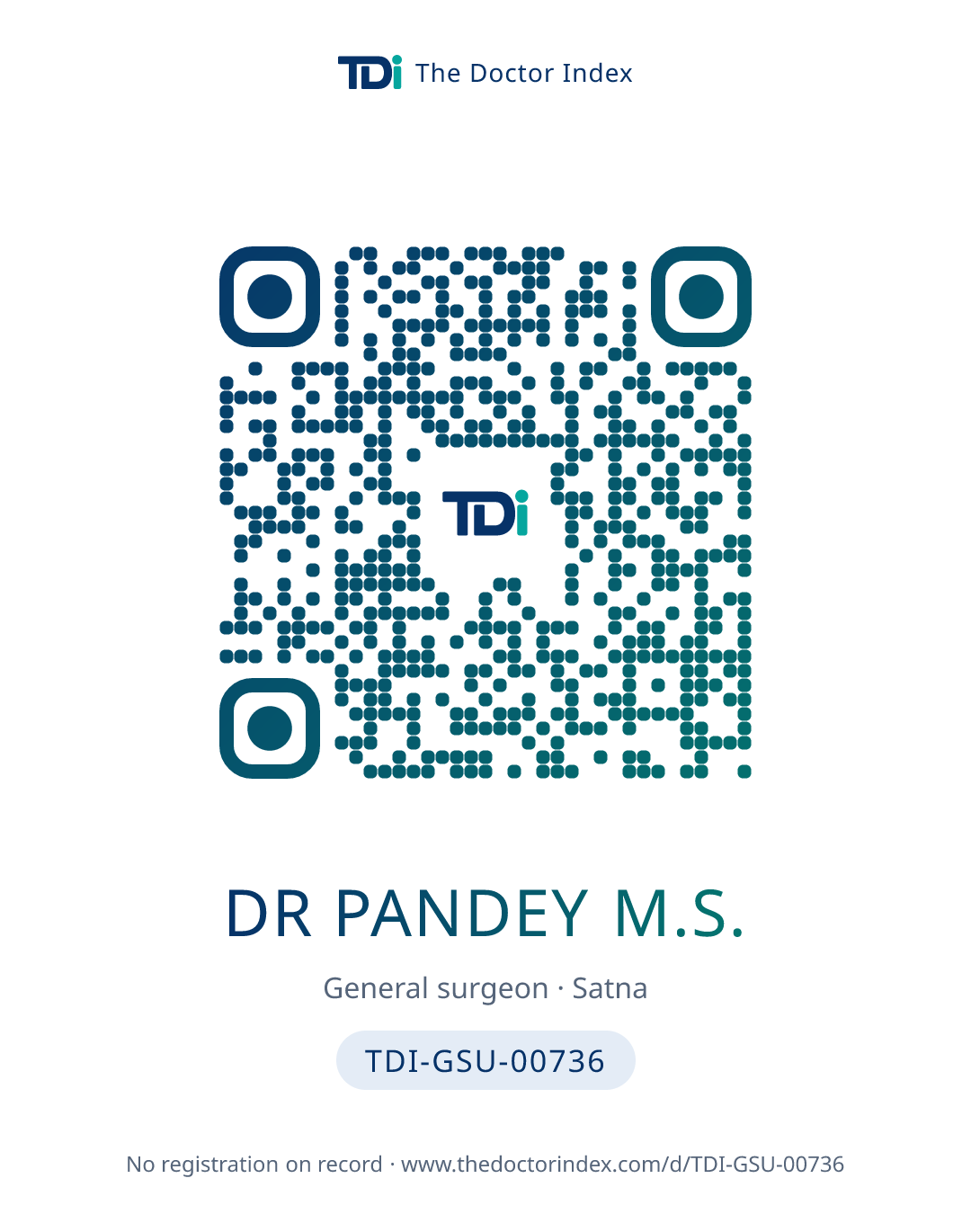QR card for Dr Pandey M.S., TDI-GSU-00736