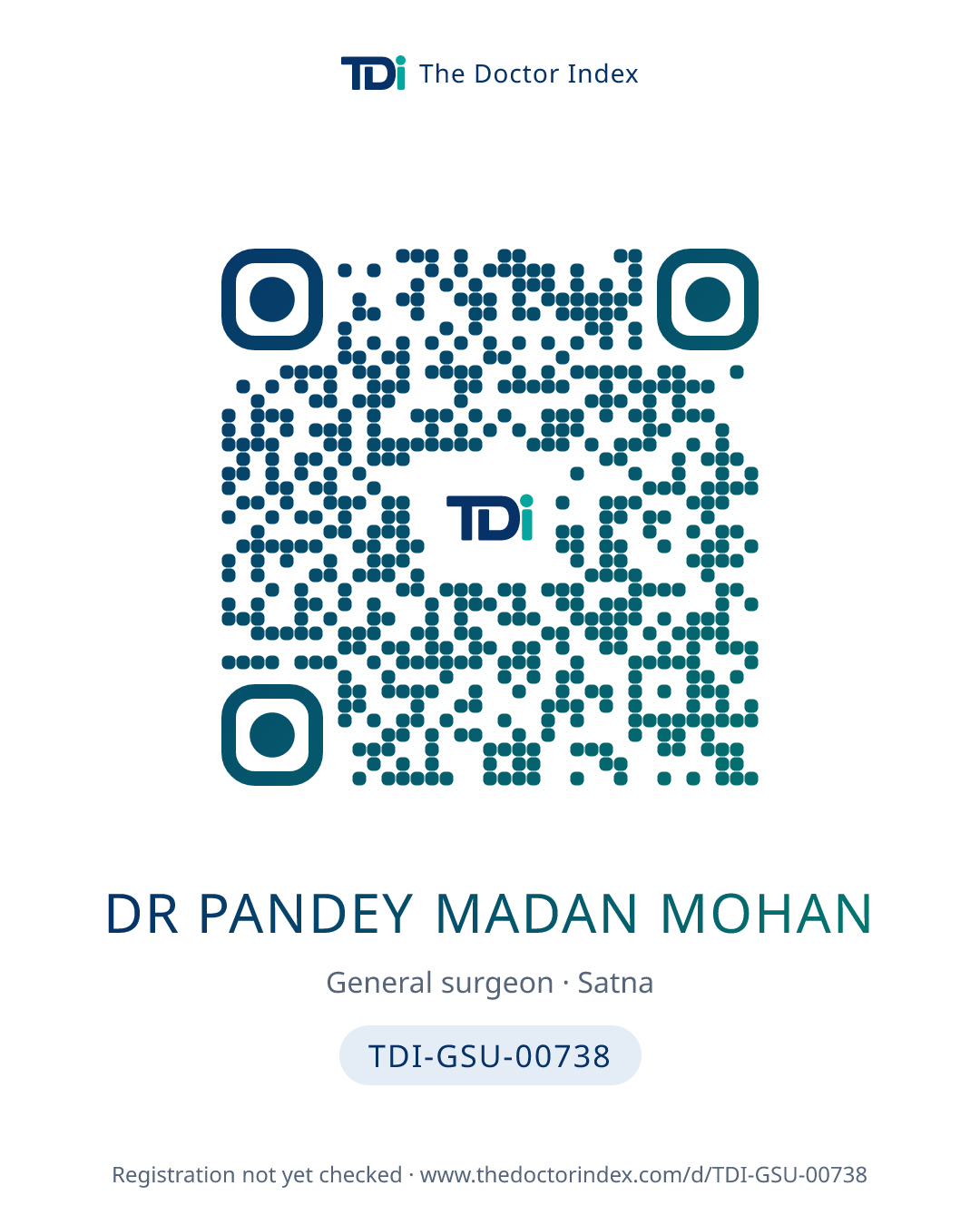 QR card for Dr Pandey Madan Mohan, TDI-GSU-00738