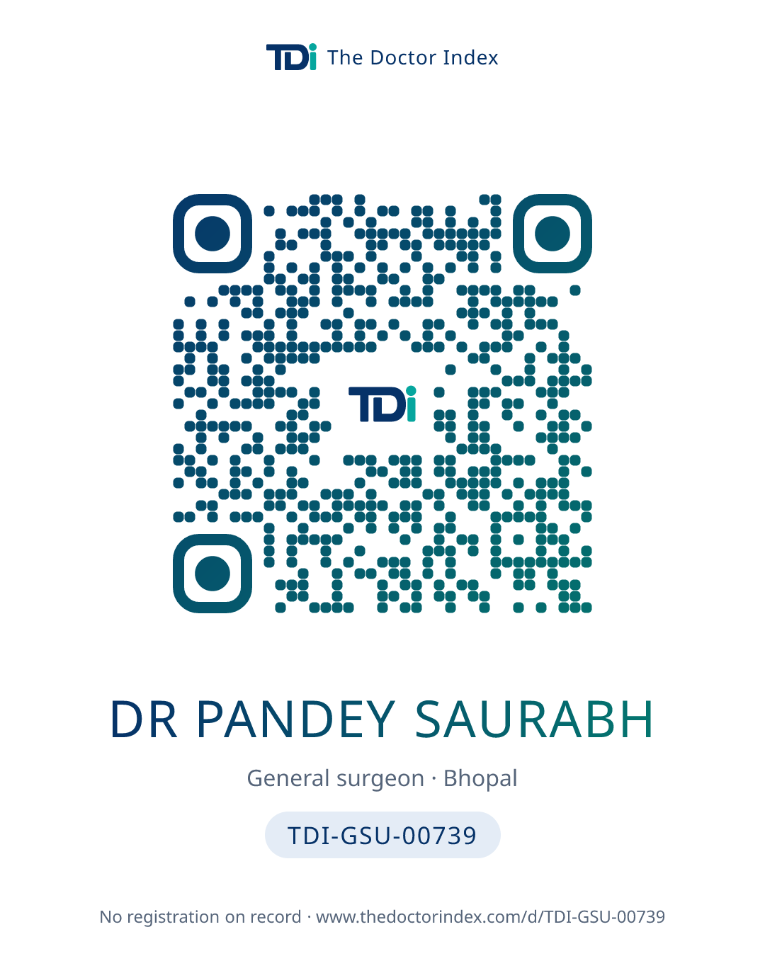 QR card for Dr Pandey Saurabh, TDI-GSU-00739