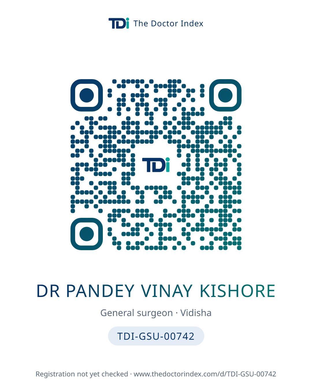 QR card for Dr Pandey Vinay Kishore, TDI-GSU-00742