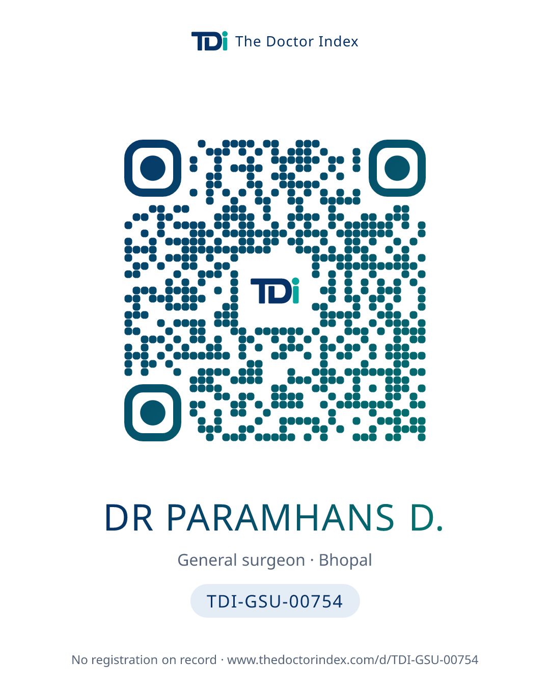 QR card for Dr Paramhans D., TDI-GSU-00754