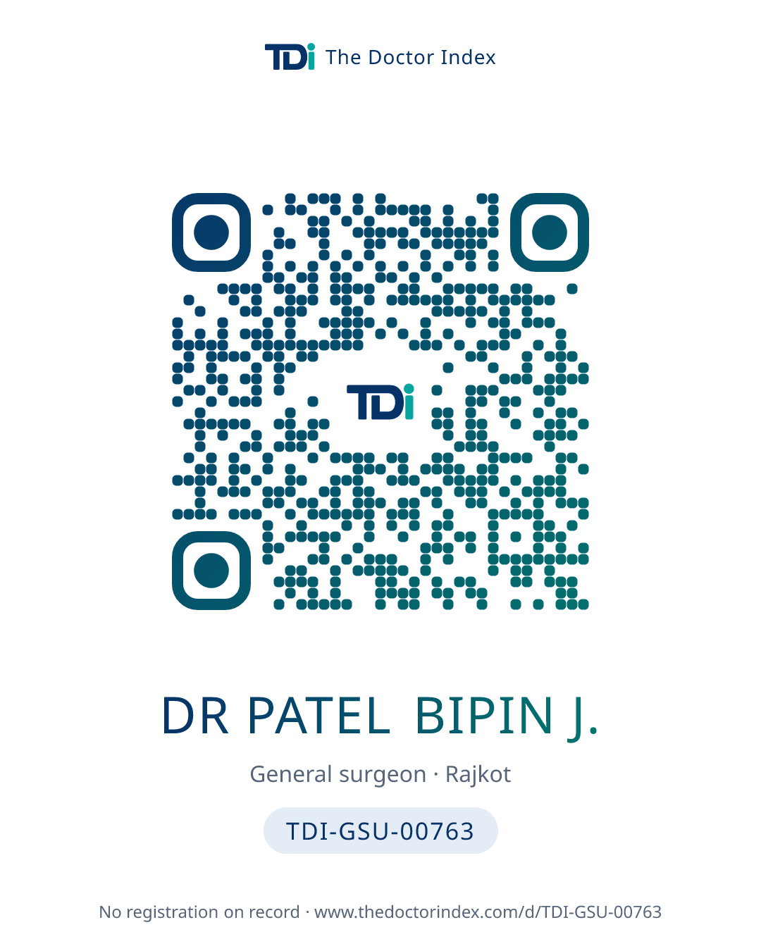 QR card for Dr Patel Bipin J., TDI-GSU-00763