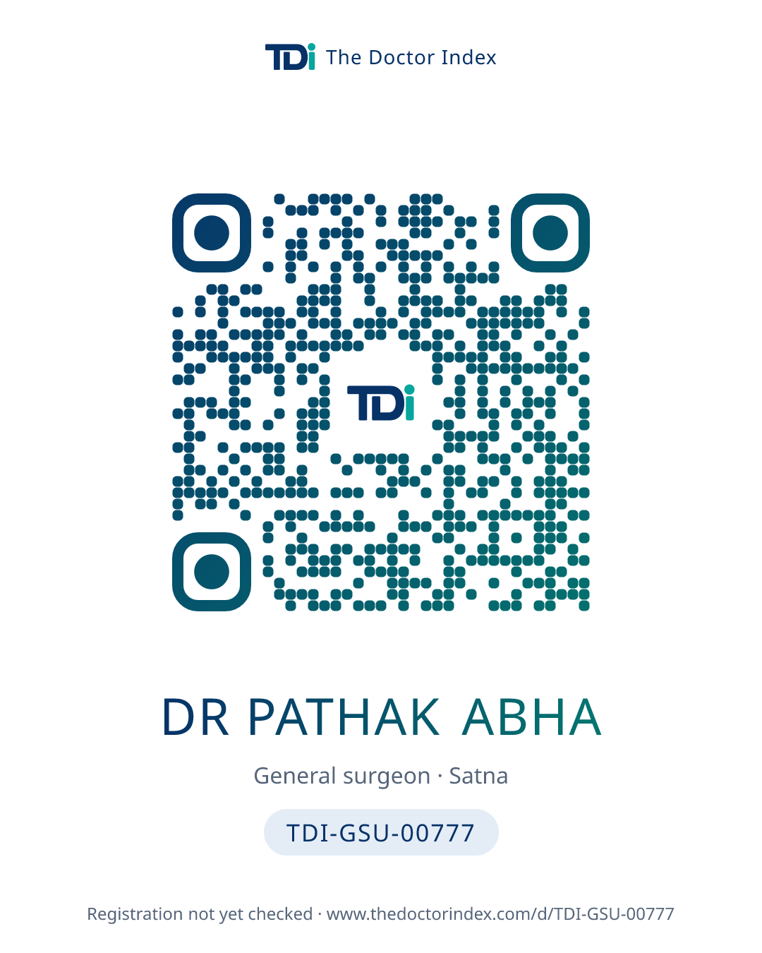 QR card for Dr Pathak Abha, TDI-GSU-00777