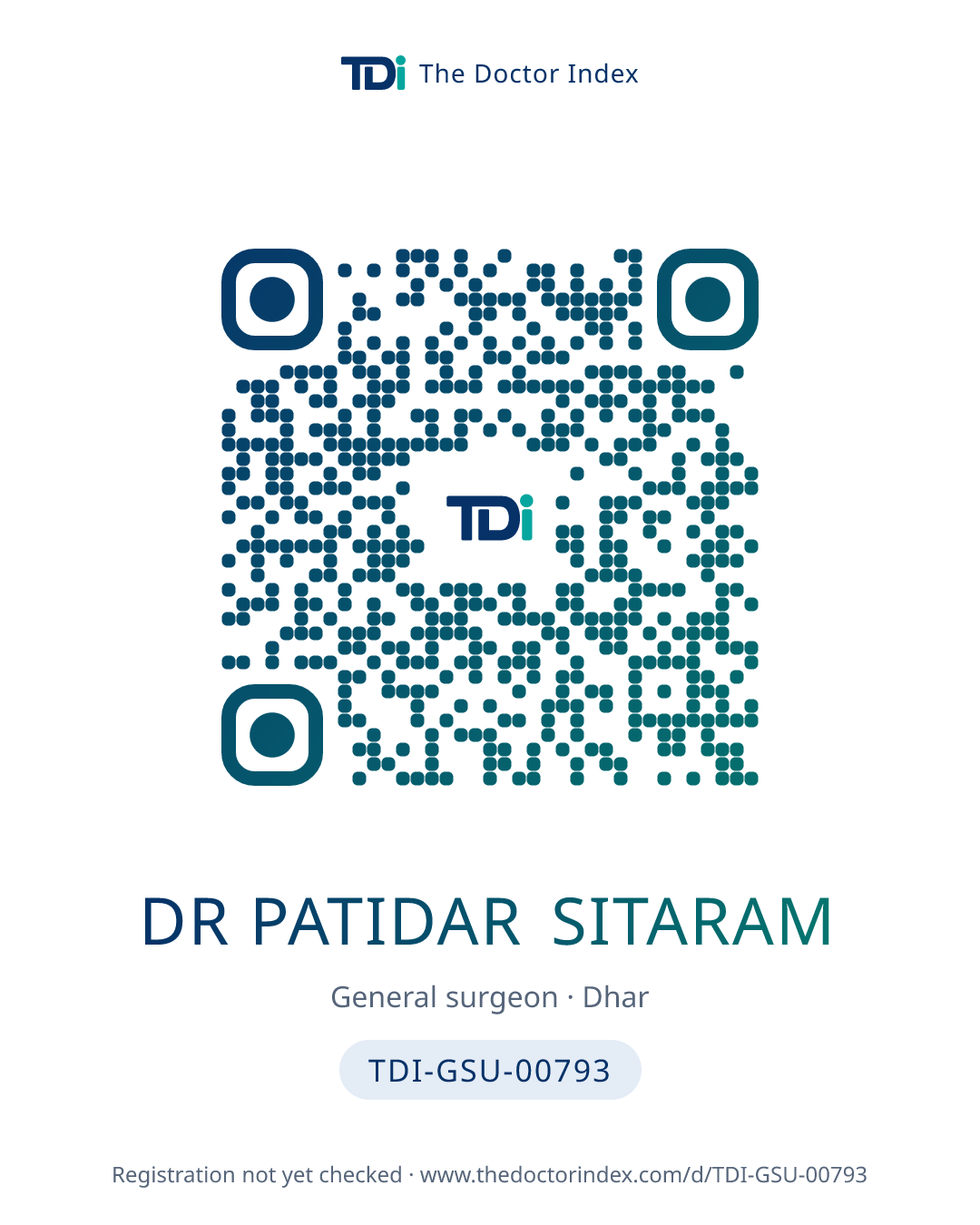 QR card for Dr Patidar Sitaram, TDI-GSU-00793