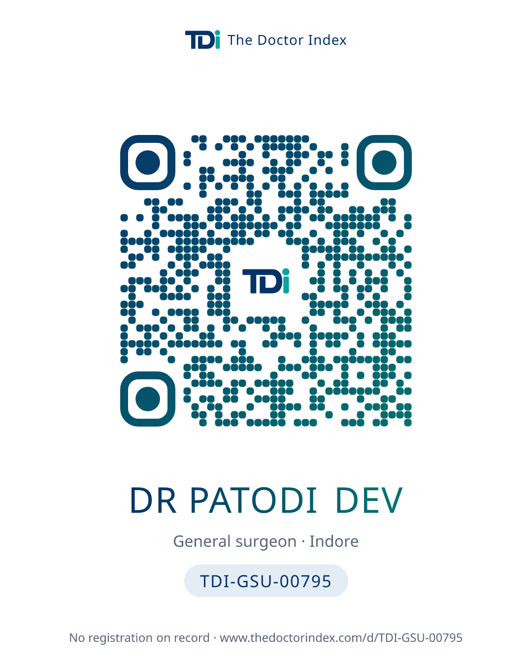 QR card for Dr Patodi Dev, TDI-GSU-00795