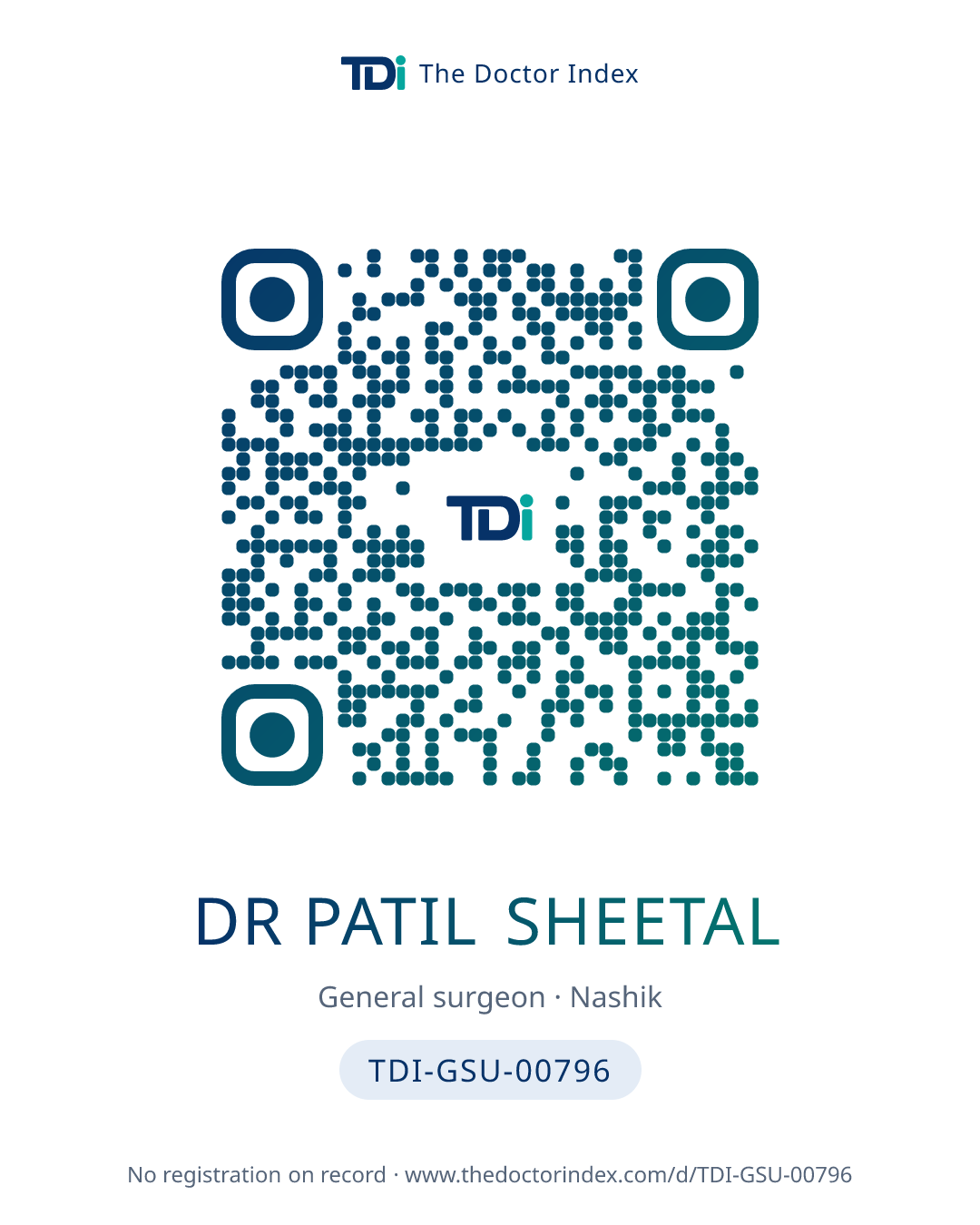 QR card for Dr Patil Sheetal, TDI-GSU-00796