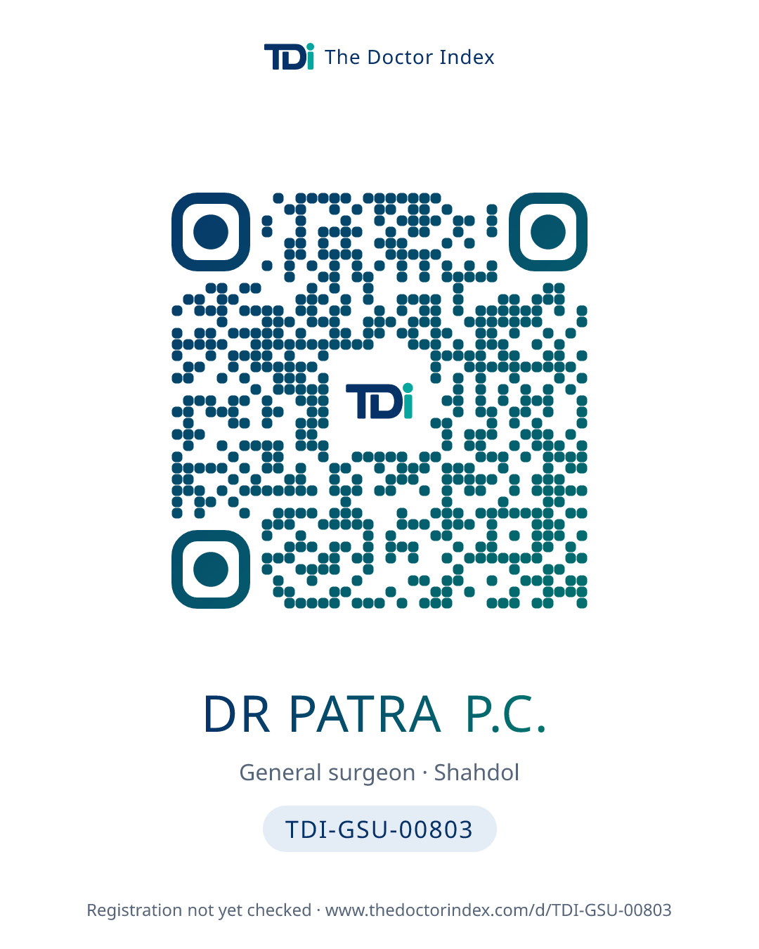 QR card for Dr Patra P.C., TDI-GSU-00803