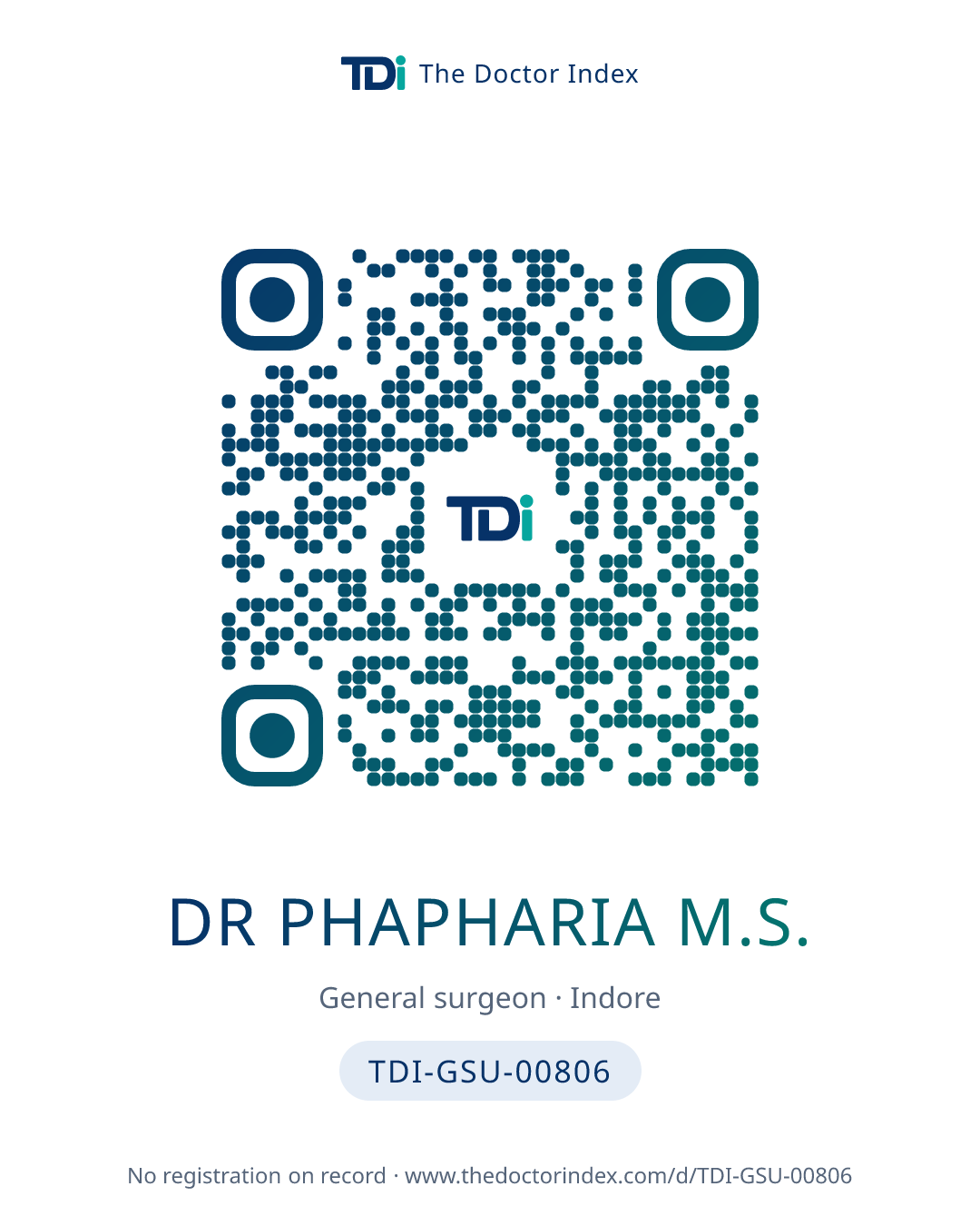 QR card for Dr Phapharia M.S., TDI-GSU-00806