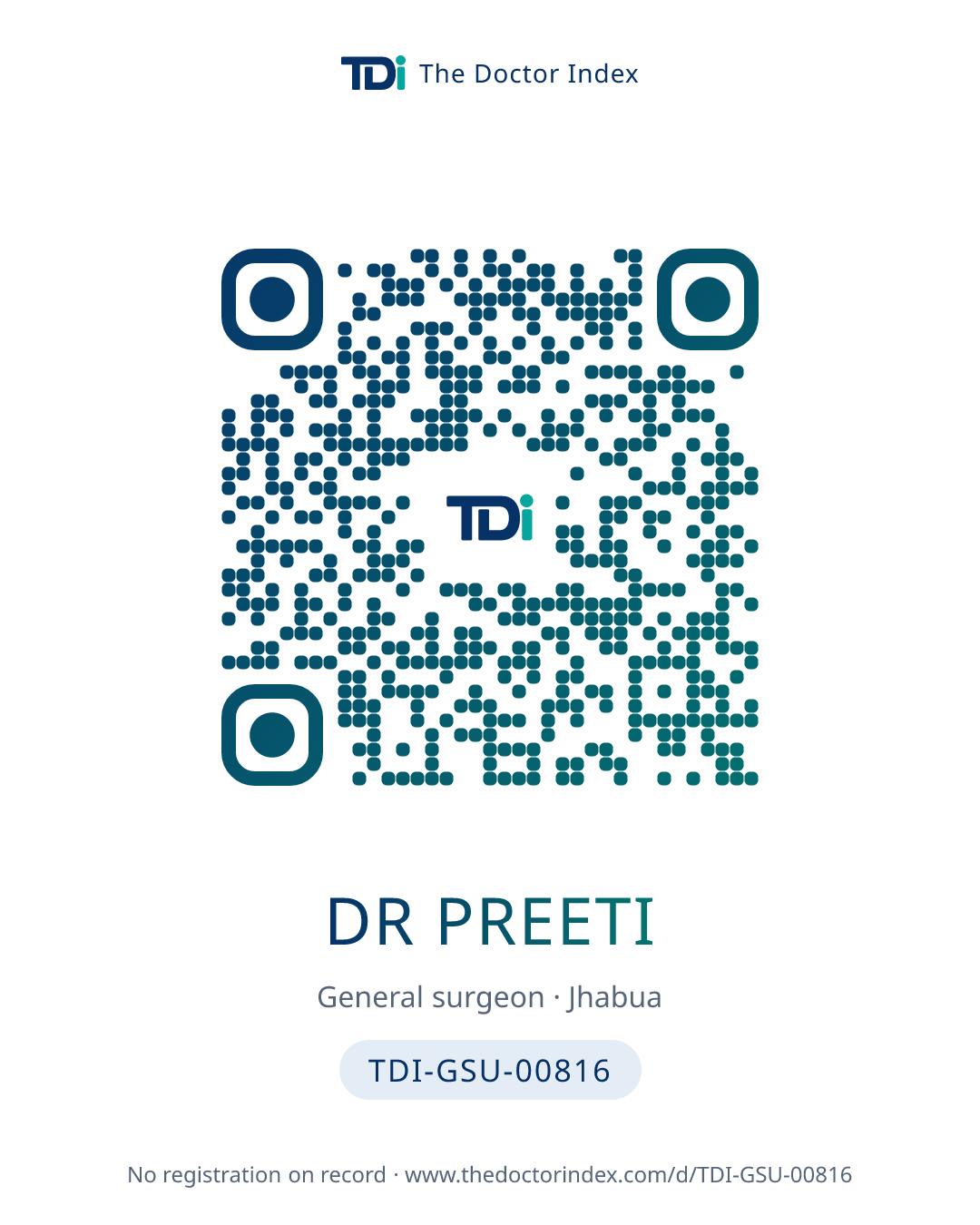 QR card for Dr Preeti, TDI-GSU-00816