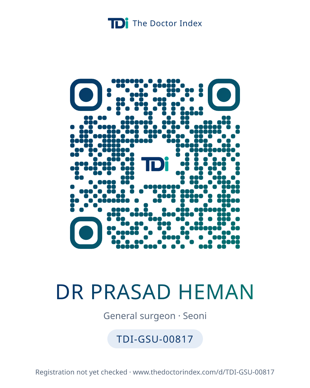 QR card for Dr Prasad Heman, TDI-GSU-00817