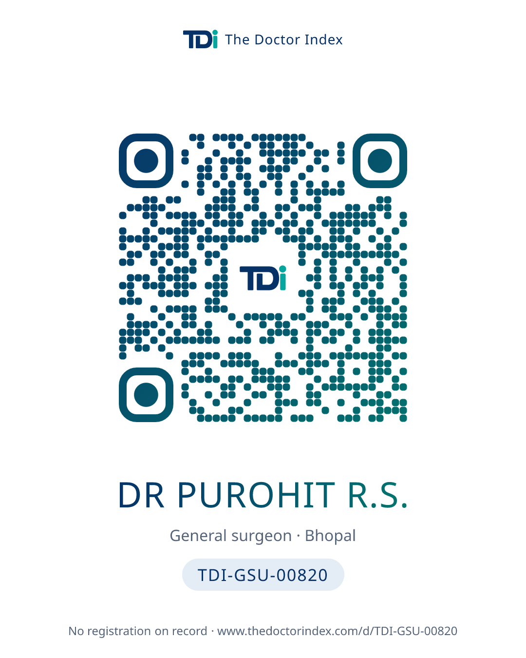 QR card for Dr Purohit R.S., TDI-GSU-00820
