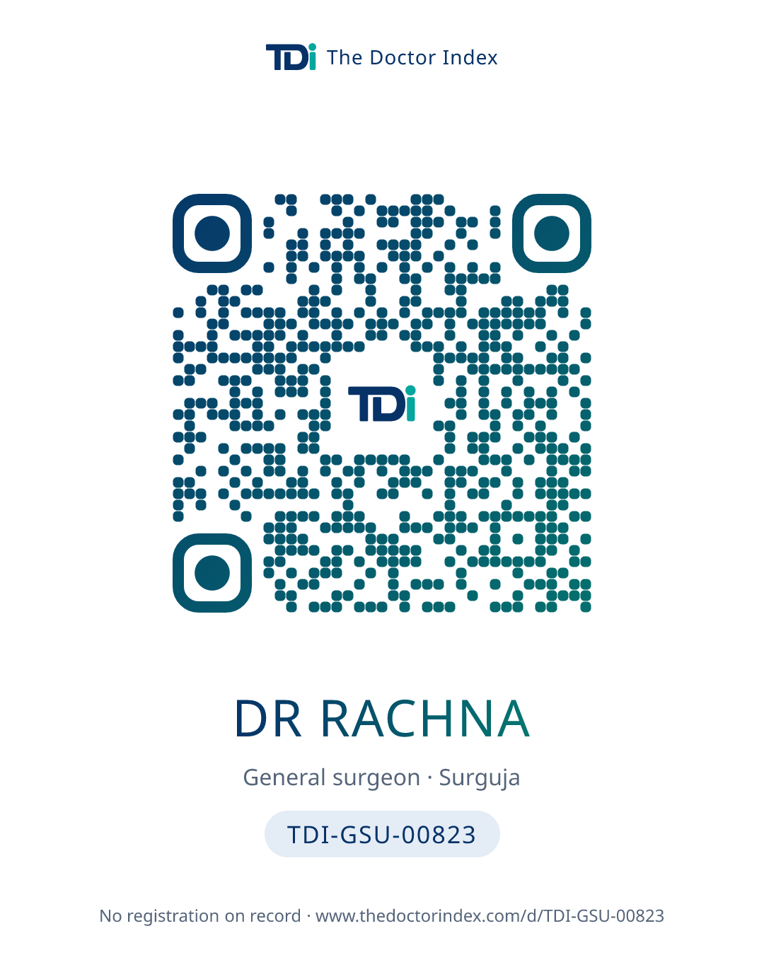 QR card for Dr Rachna, TDI-GSU-00823