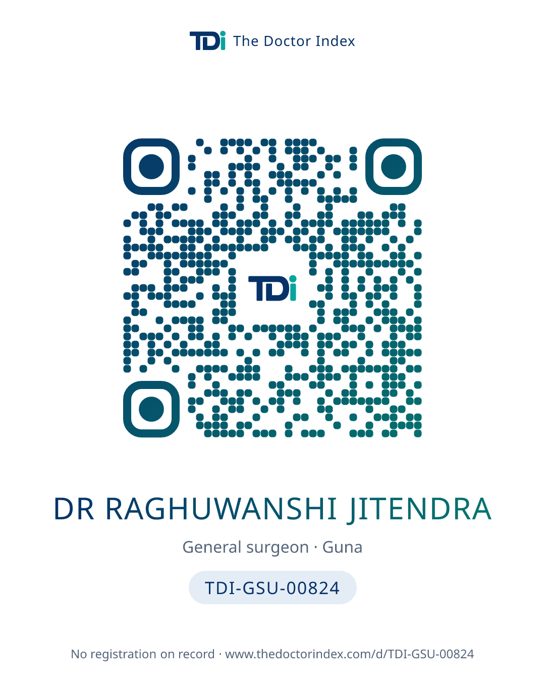 QR card for Dr Raghuwanshi Jitendra, TDI-GSU-00824