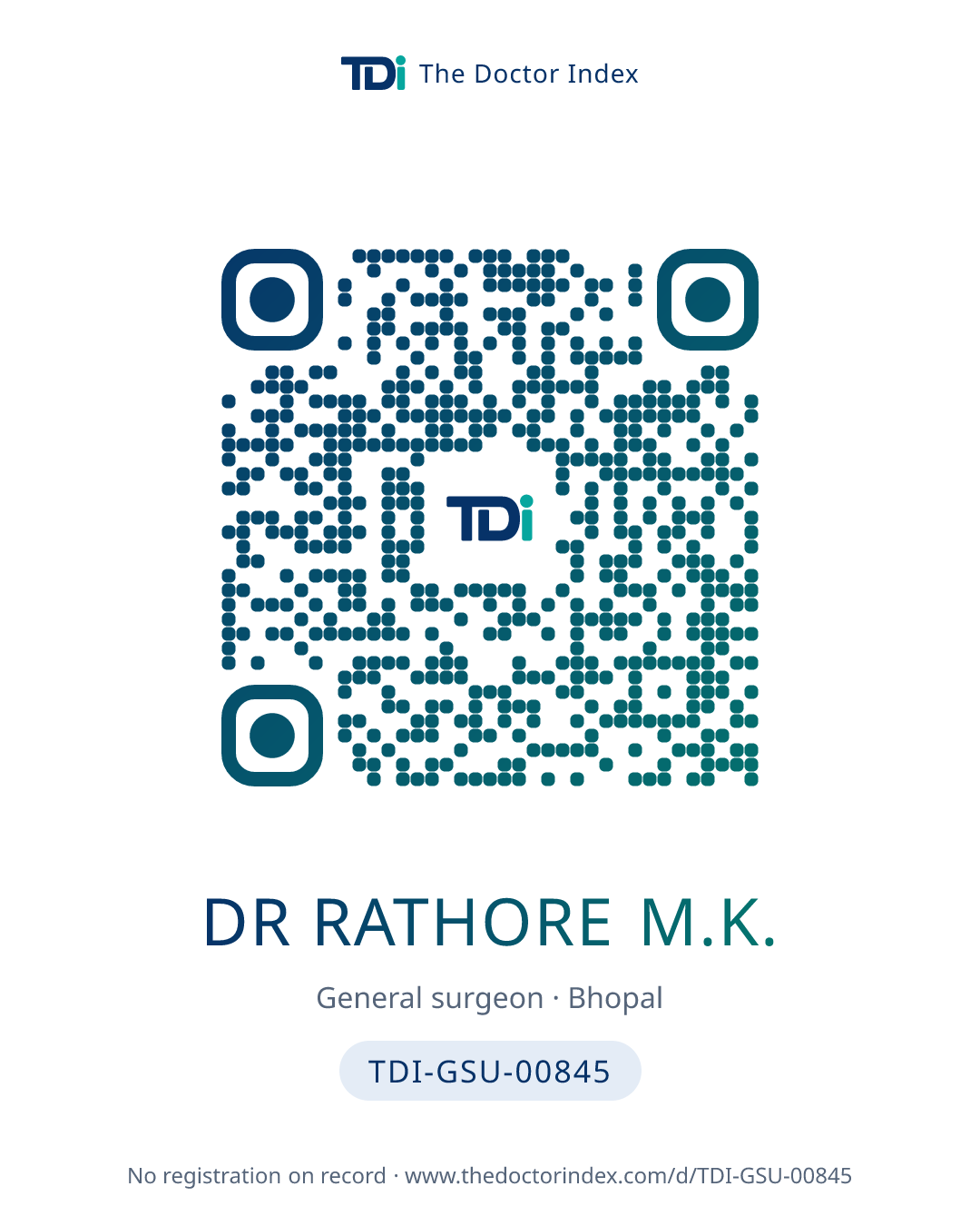 QR card for Dr Rathore M.K., TDI-GSU-00845