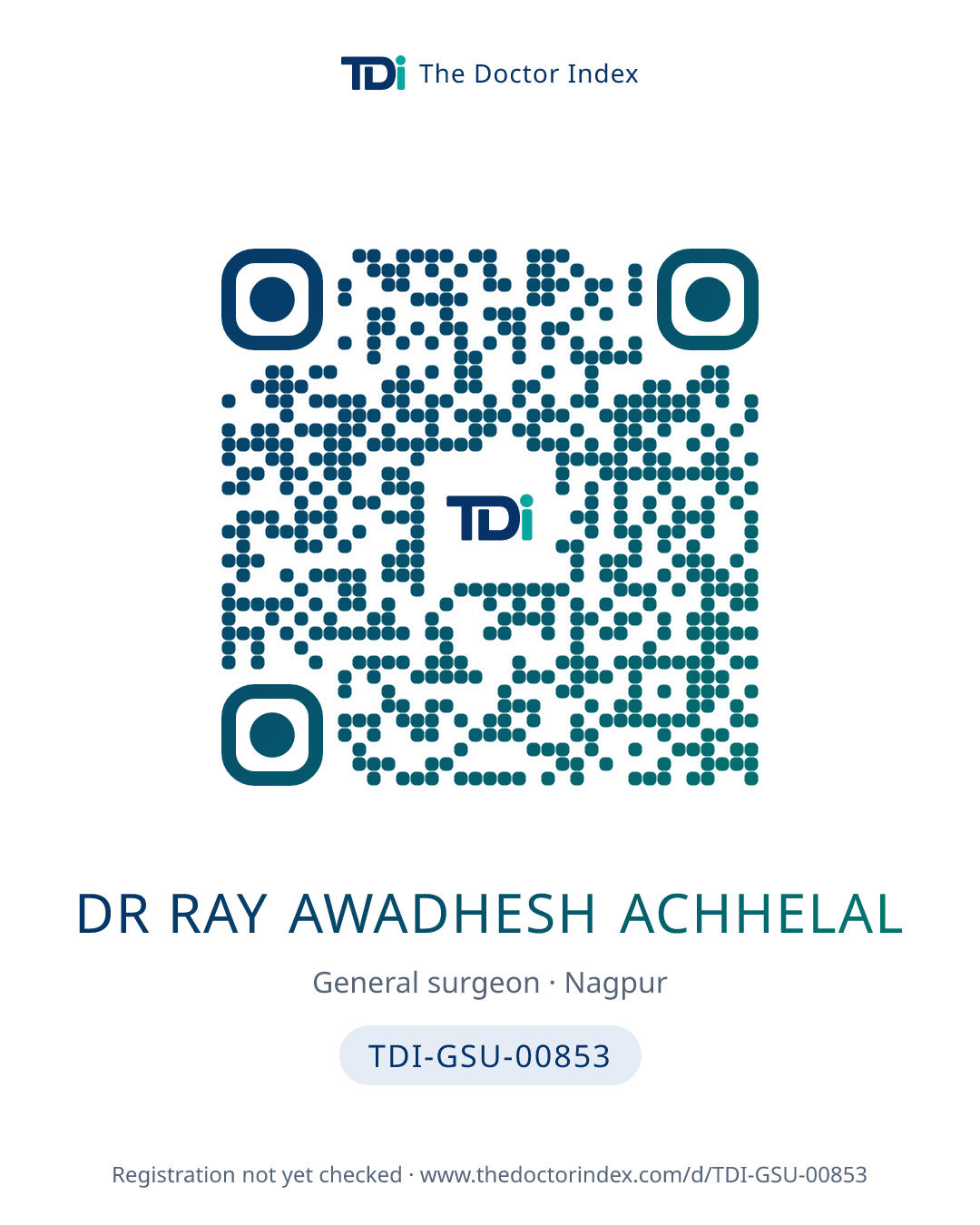 QR card for Dr Ray Awadhesh Achhelal, TDI-GSU-00853