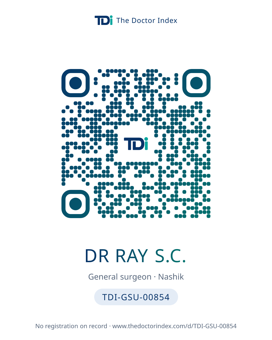 QR card for Dr Ray S.C., TDI-GSU-00854