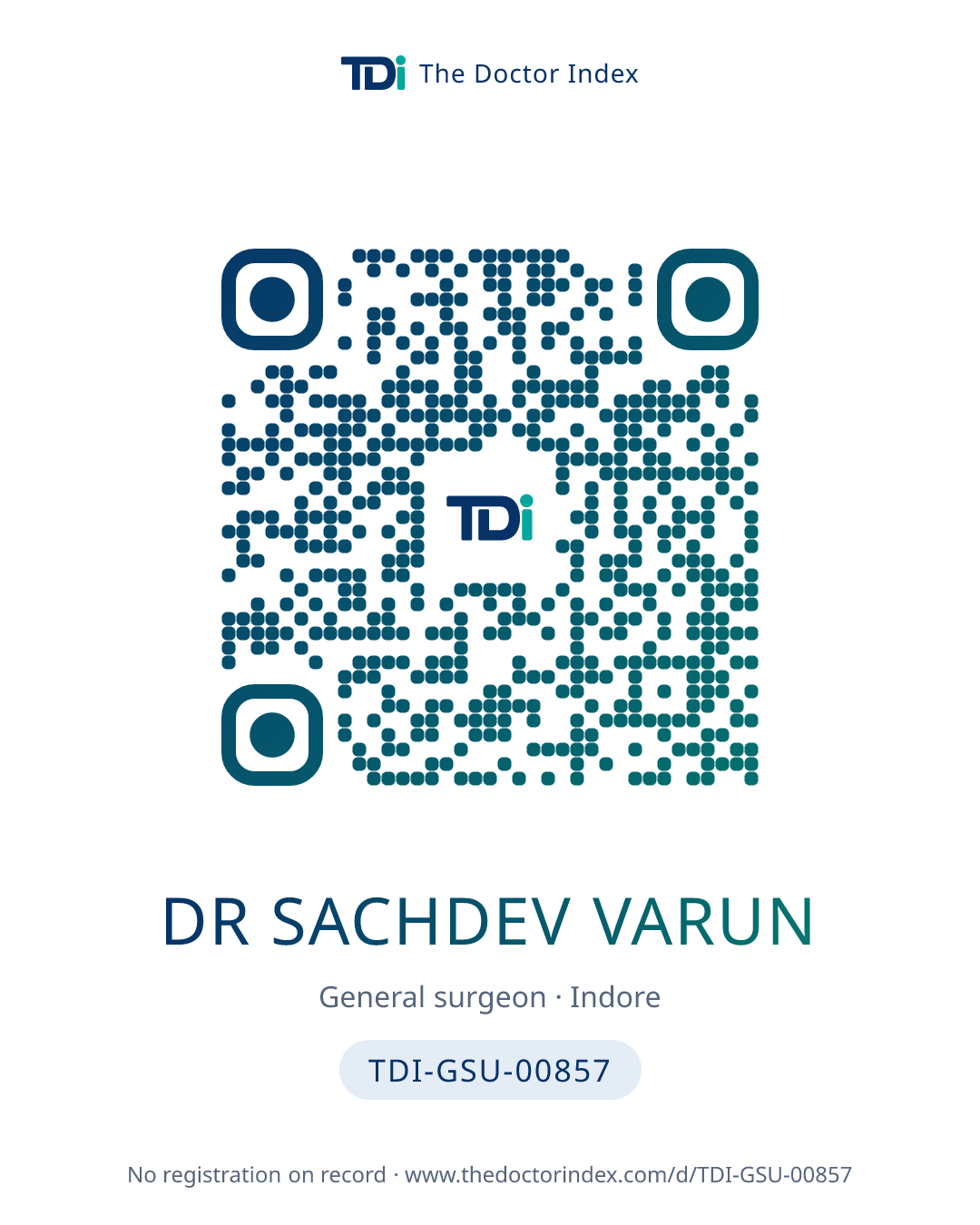 QR card for Dr Sachdev Varun, TDI-GSU-00857