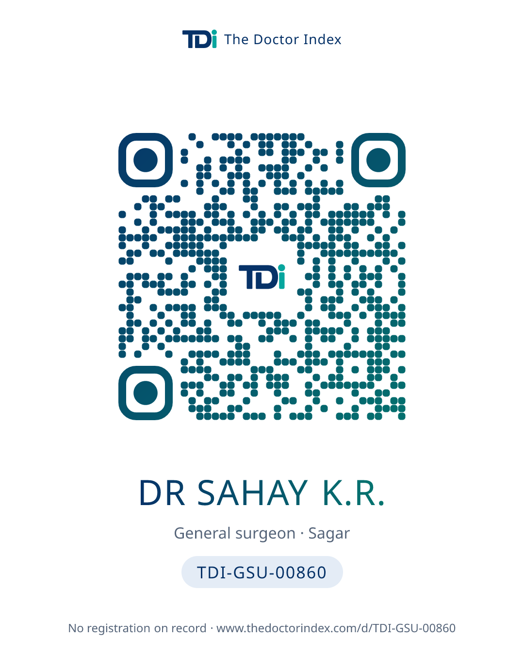 QR card for Dr Sahay K.R., TDI-GSU-00860