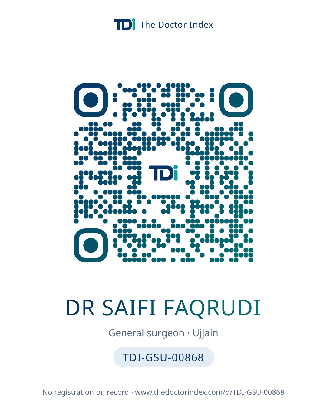 QR card for Dr Saifi Faqrudi, TDI-GSU-00868