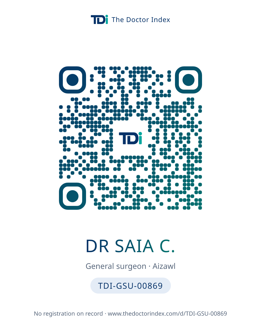 QR card for Dr Saia C., TDI-GSU-00869