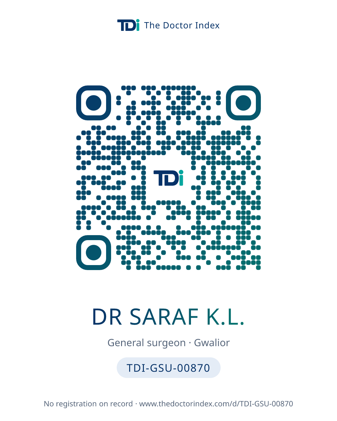 QR card for Dr Saraf K.L., TDI-GSU-00870
