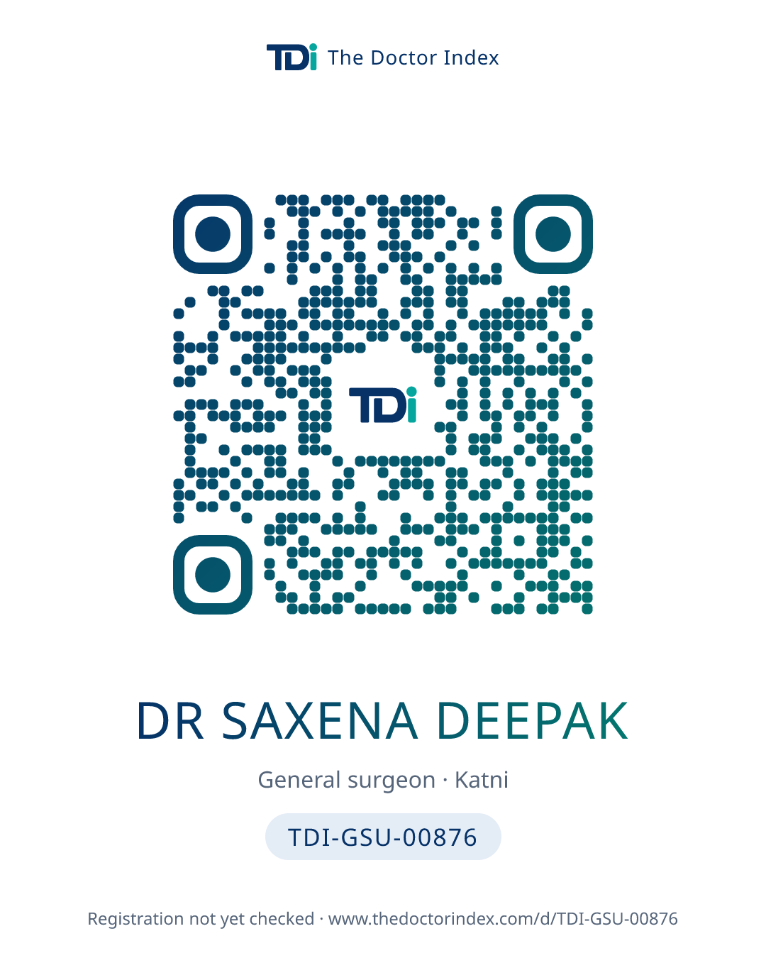 QR card for Dr Saxena Deepak, TDI-GSU-00876