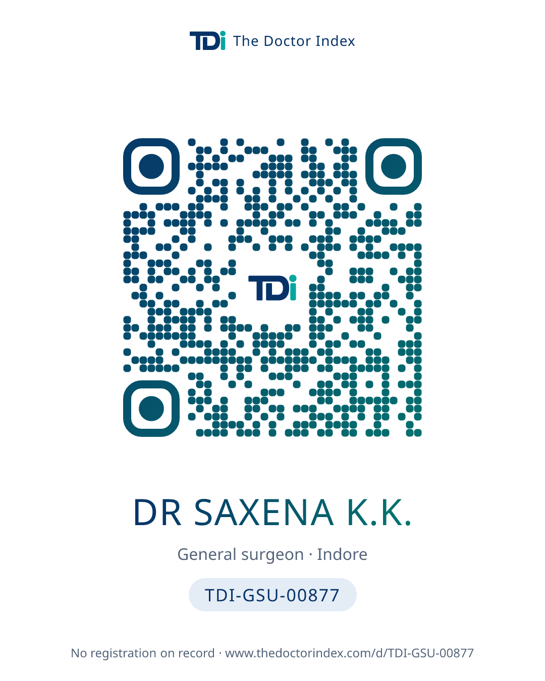 QR card for Dr Saxena K.K., TDI-GSU-00877