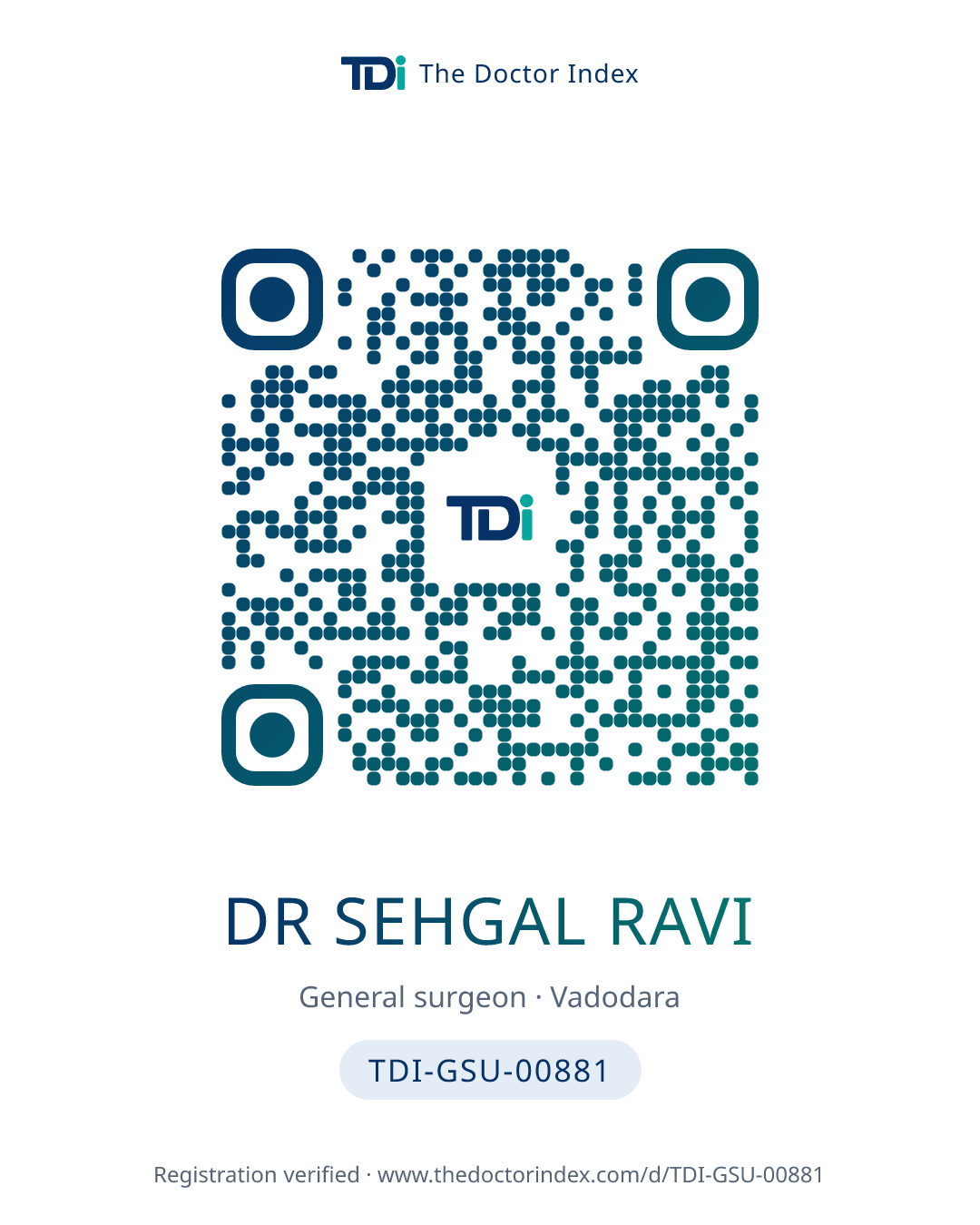 QR card for Dr Sehgal Ravi, TDI-GSU-00881