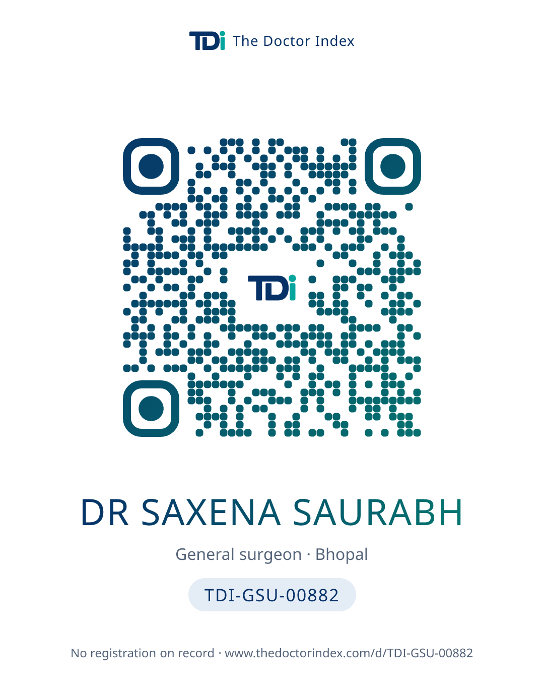 QR card for Dr Saxena Saurabh, TDI-GSU-00882