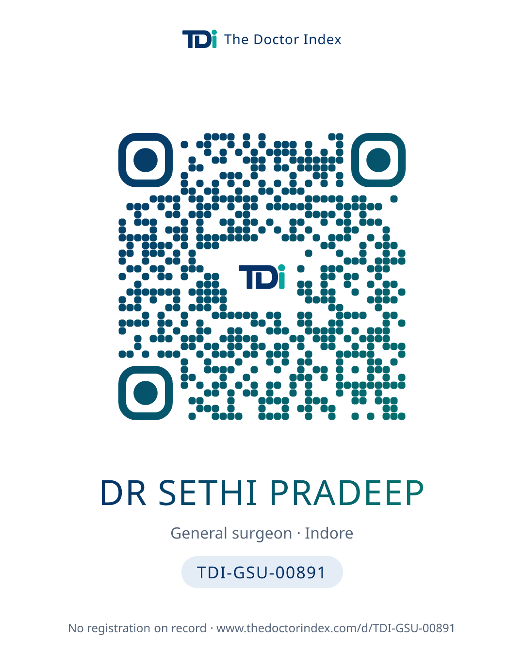 QR card for Dr Sethi Pradeep, TDI-GSU-00891