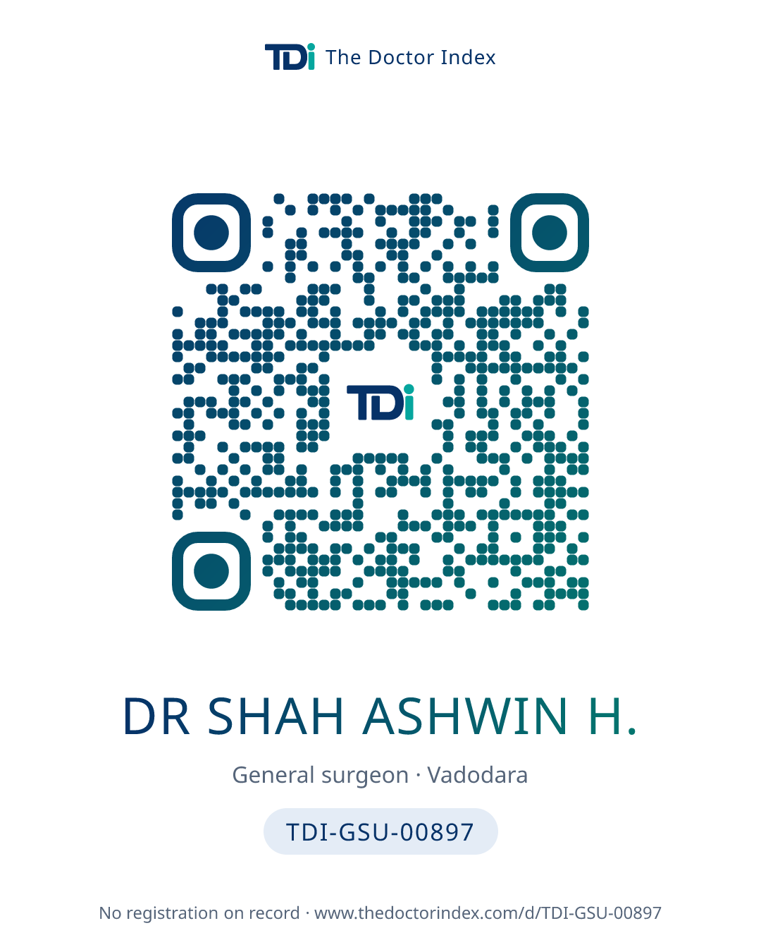 QR card for Dr Shah Ashwin H., TDI-GSU-00897