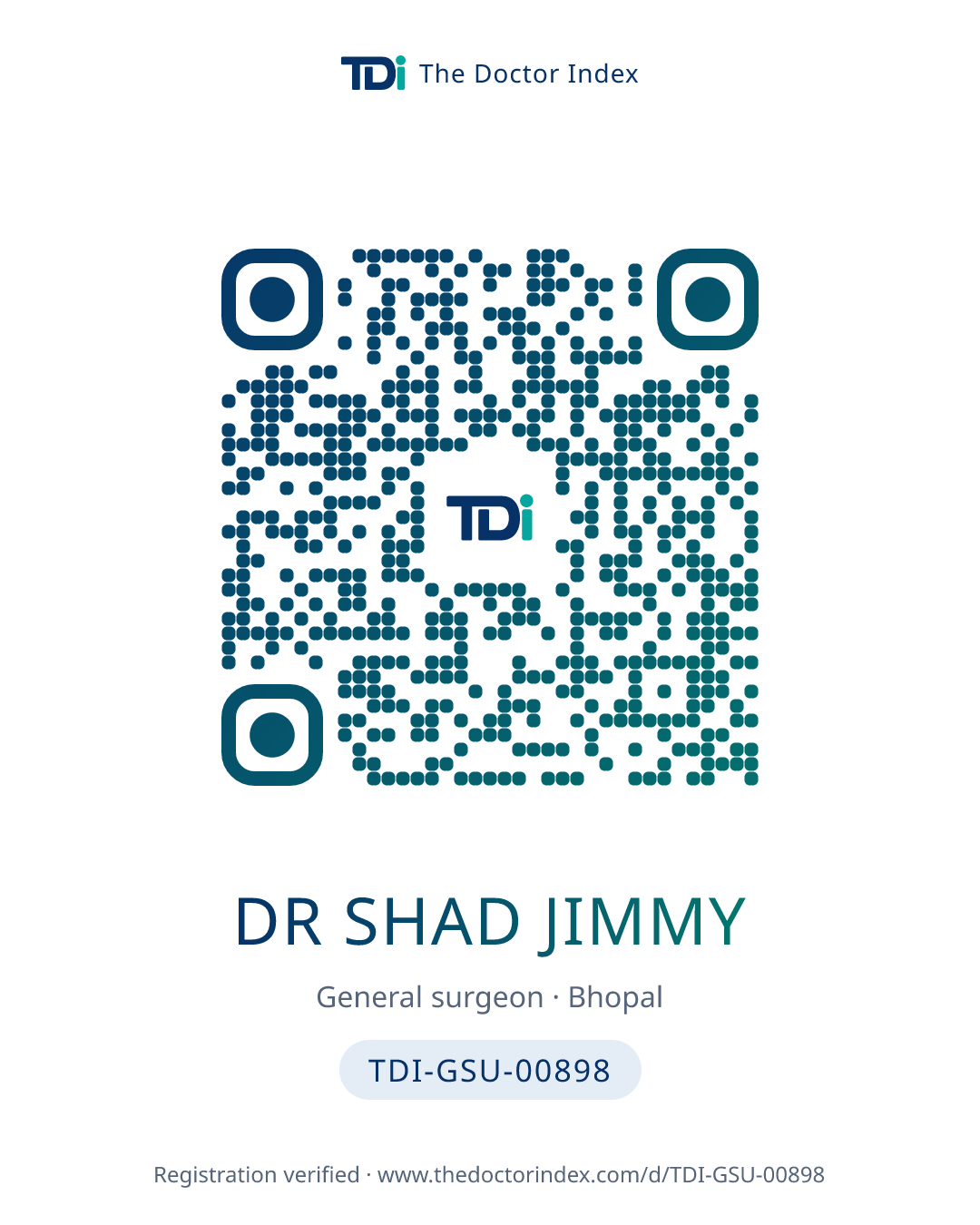 QR card for Dr Shad Jimmy, TDI-GSU-00898