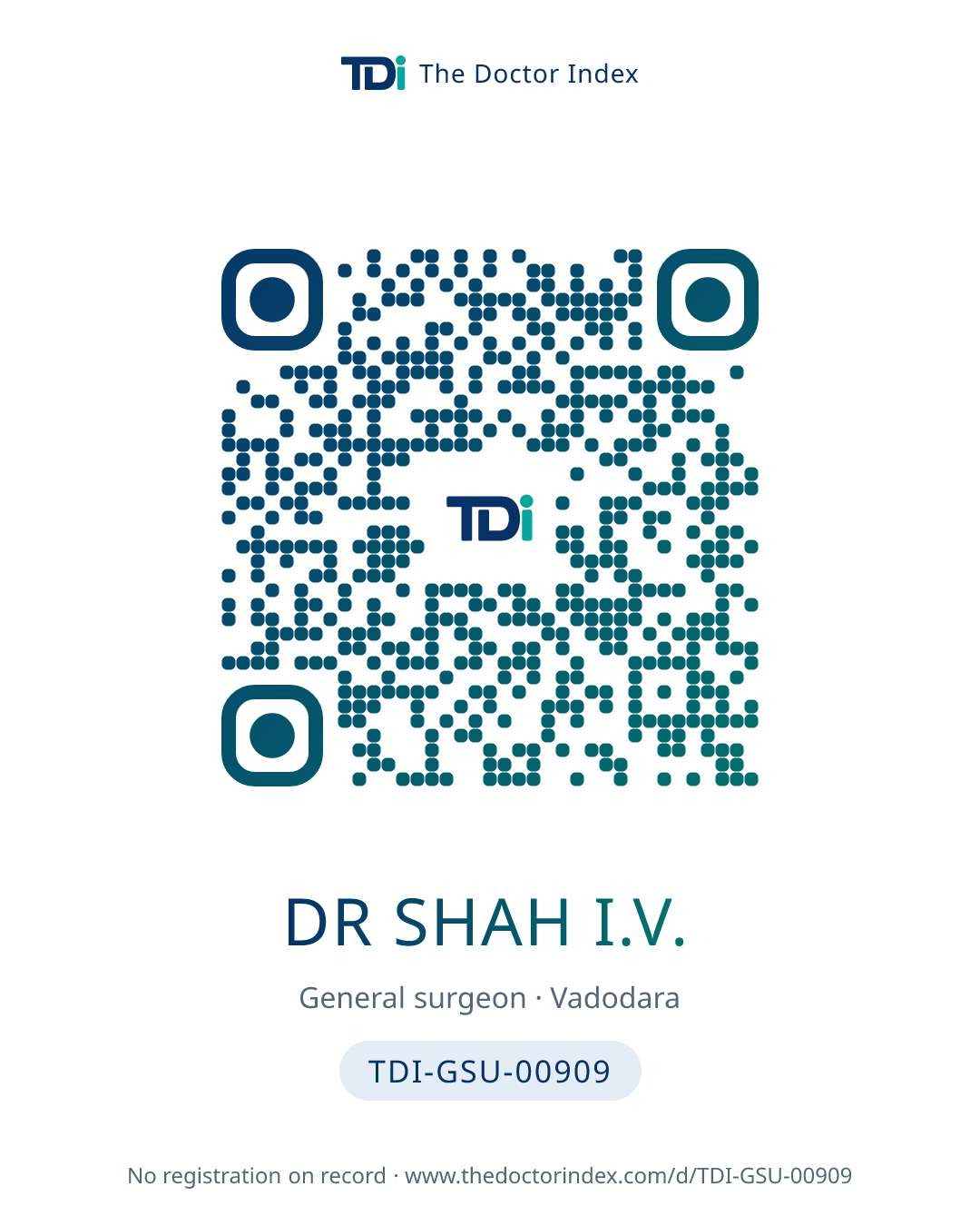 QR card for Dr Shah I.V., TDI-GSU-00909