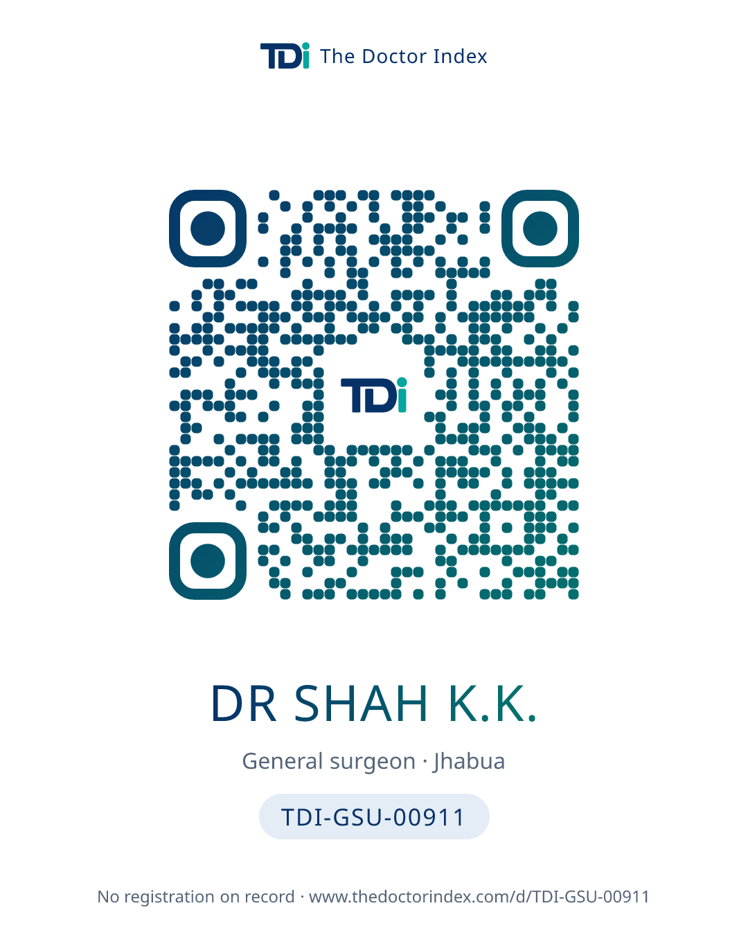 QR card for Dr Shah K.K., TDI-GSU-00911