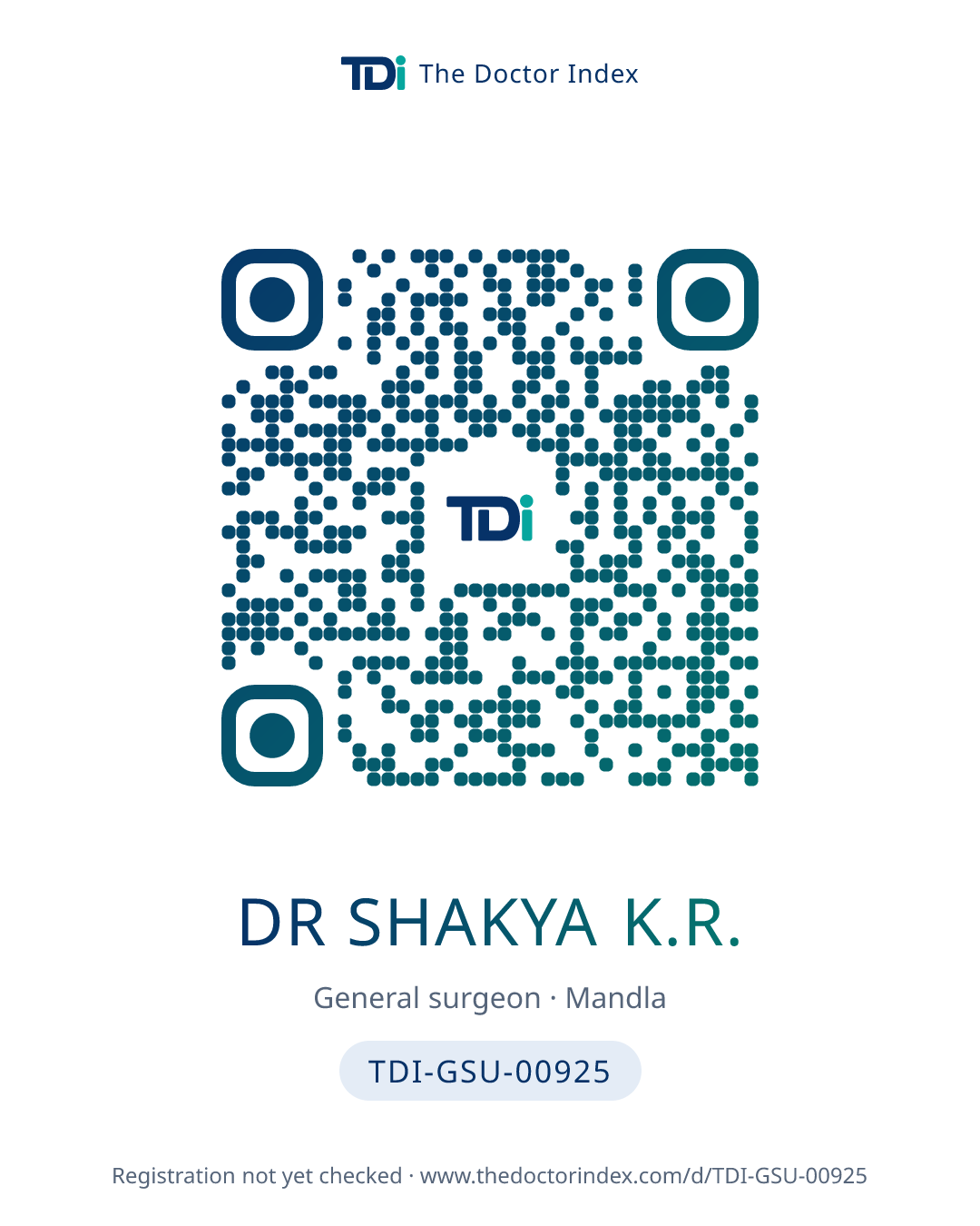 QR card for Dr Shakya K.R., TDI-GSU-00925
