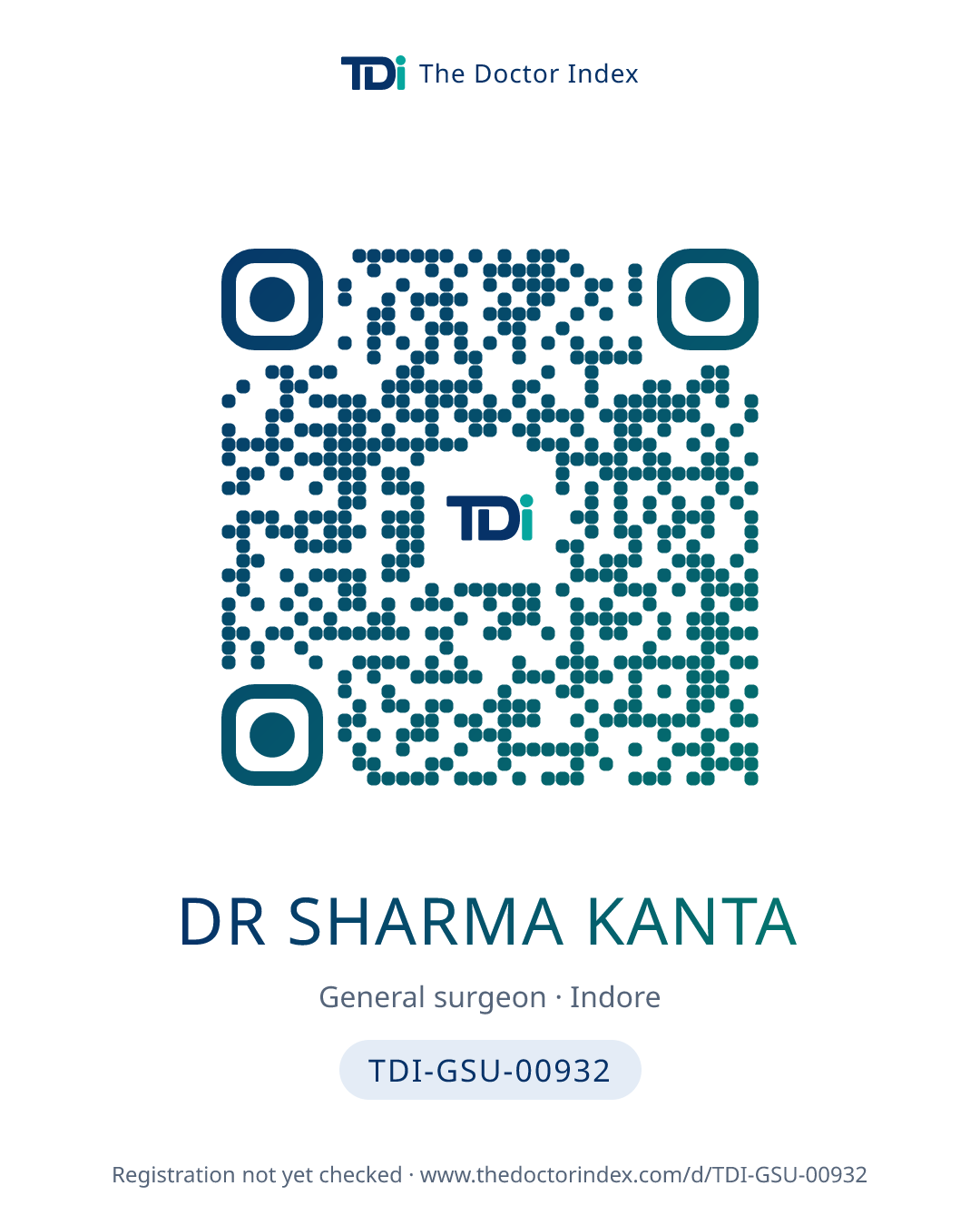 QR card for Dr Sharma Kanta, TDI-GSU-00932
