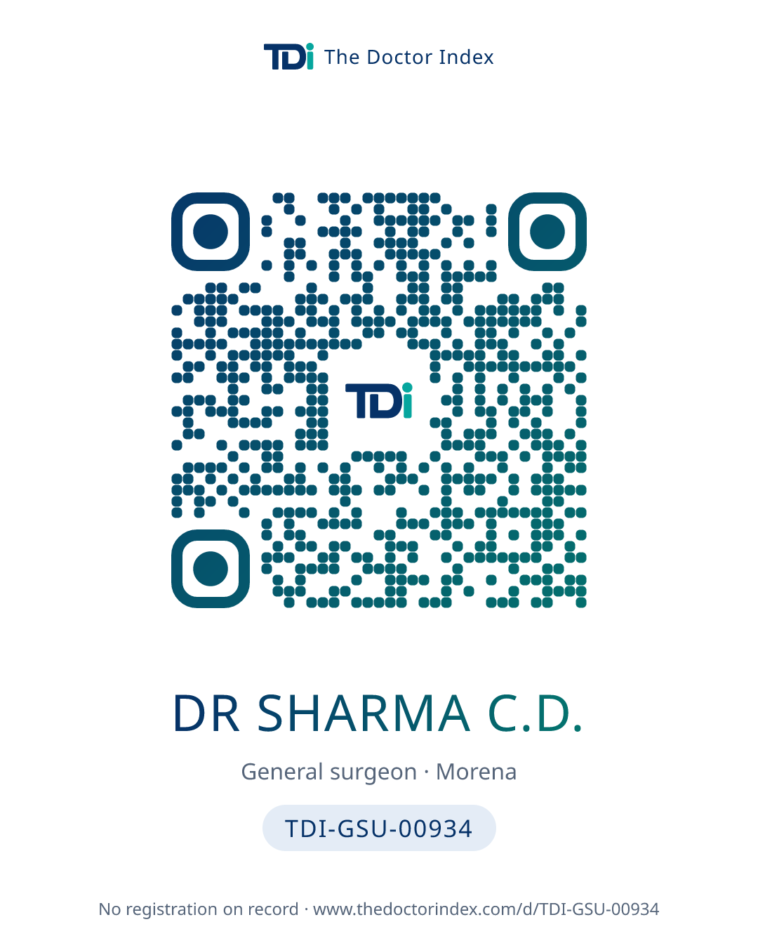 QR card for Dr Sharma C.D., TDI-GSU-00934