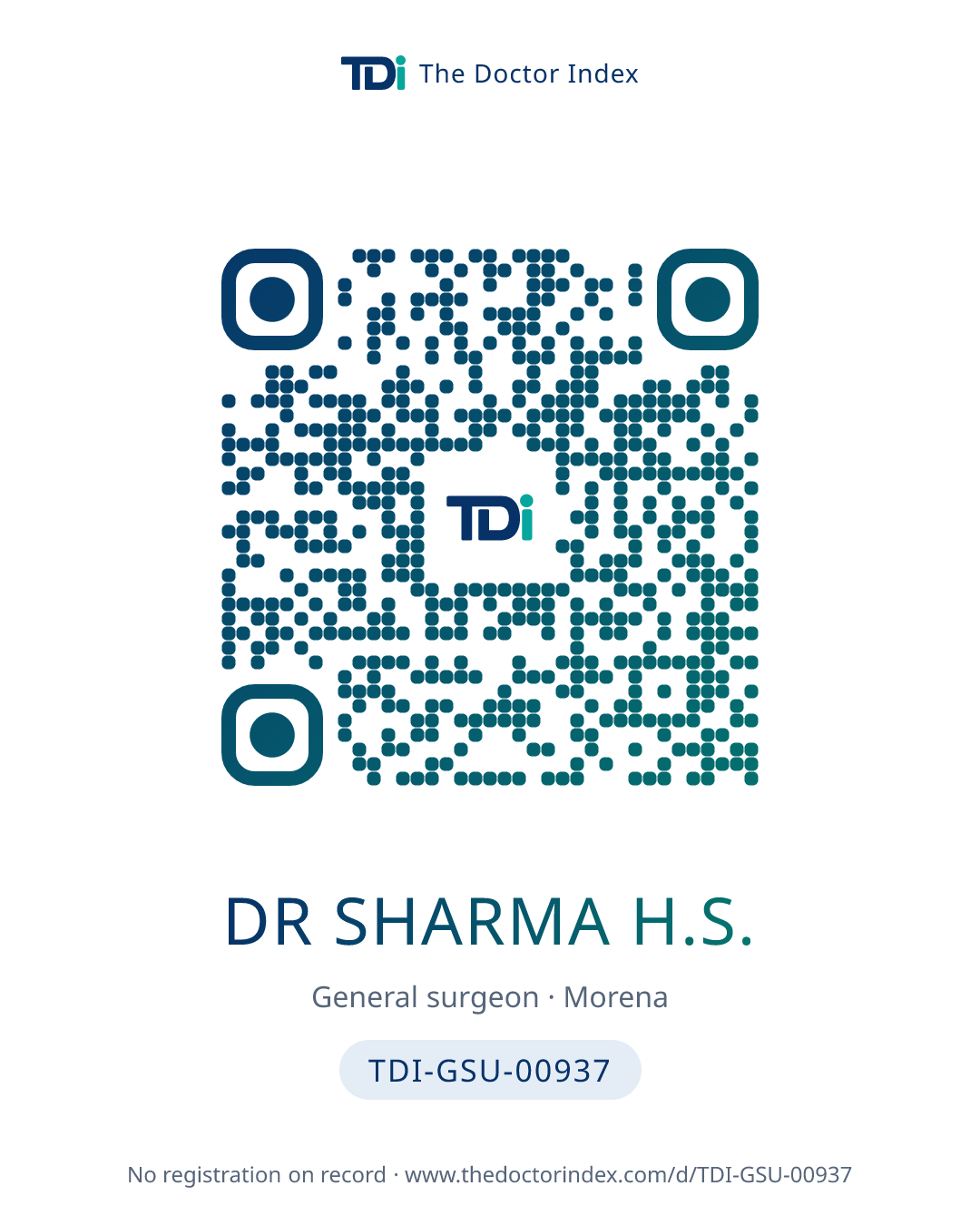 QR card for Dr Sharma H.S., TDI-GSU-00937