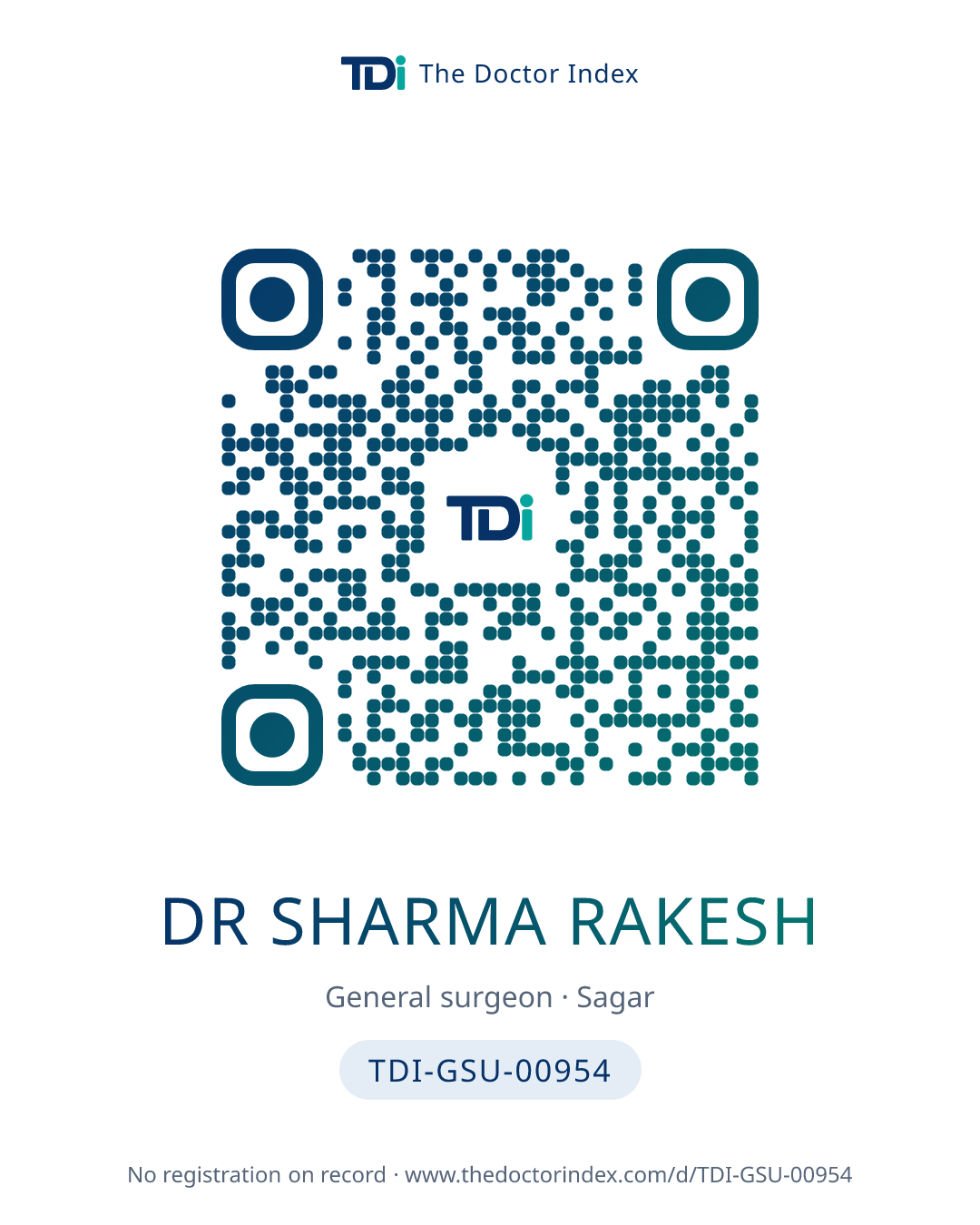 QR card for Dr Sharma Rakesh, TDI-GSU-00954