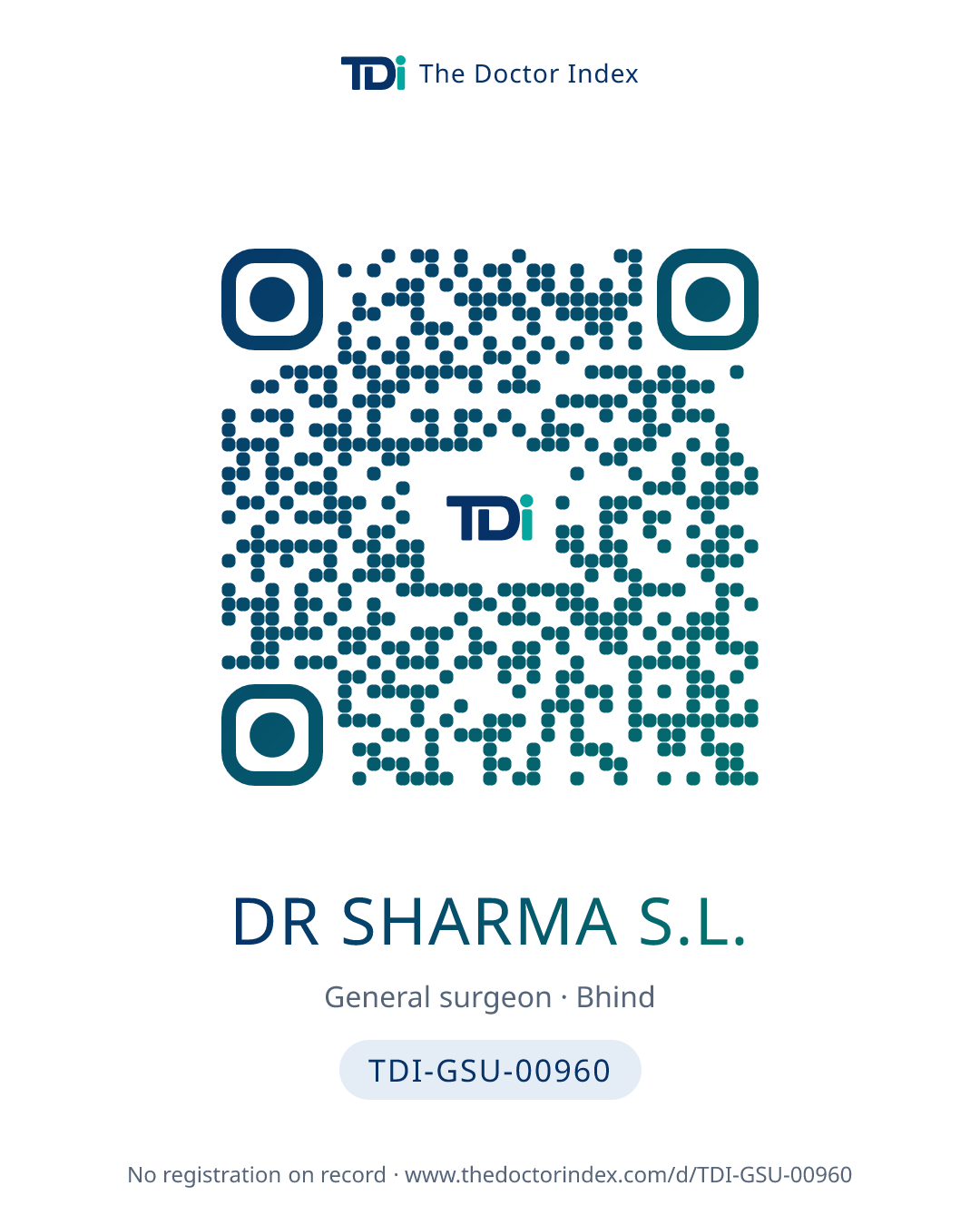 QR card for Dr Sharma S.L., TDI-GSU-00960