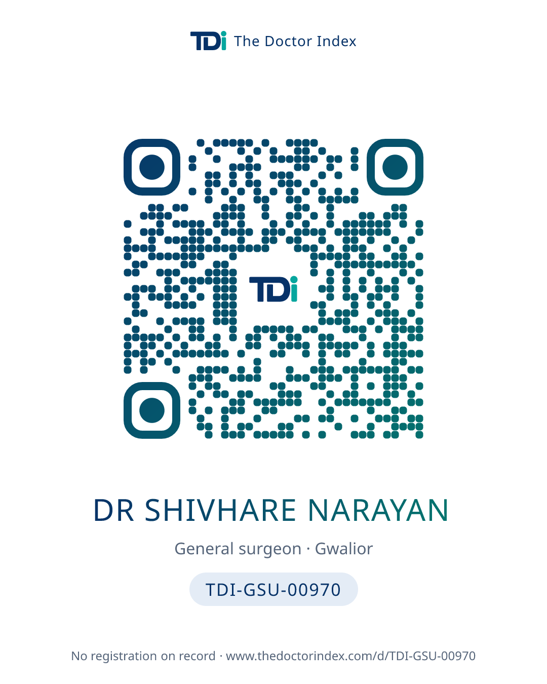 QR card for Dr Shivhare Narayan, TDI-GSU-00970