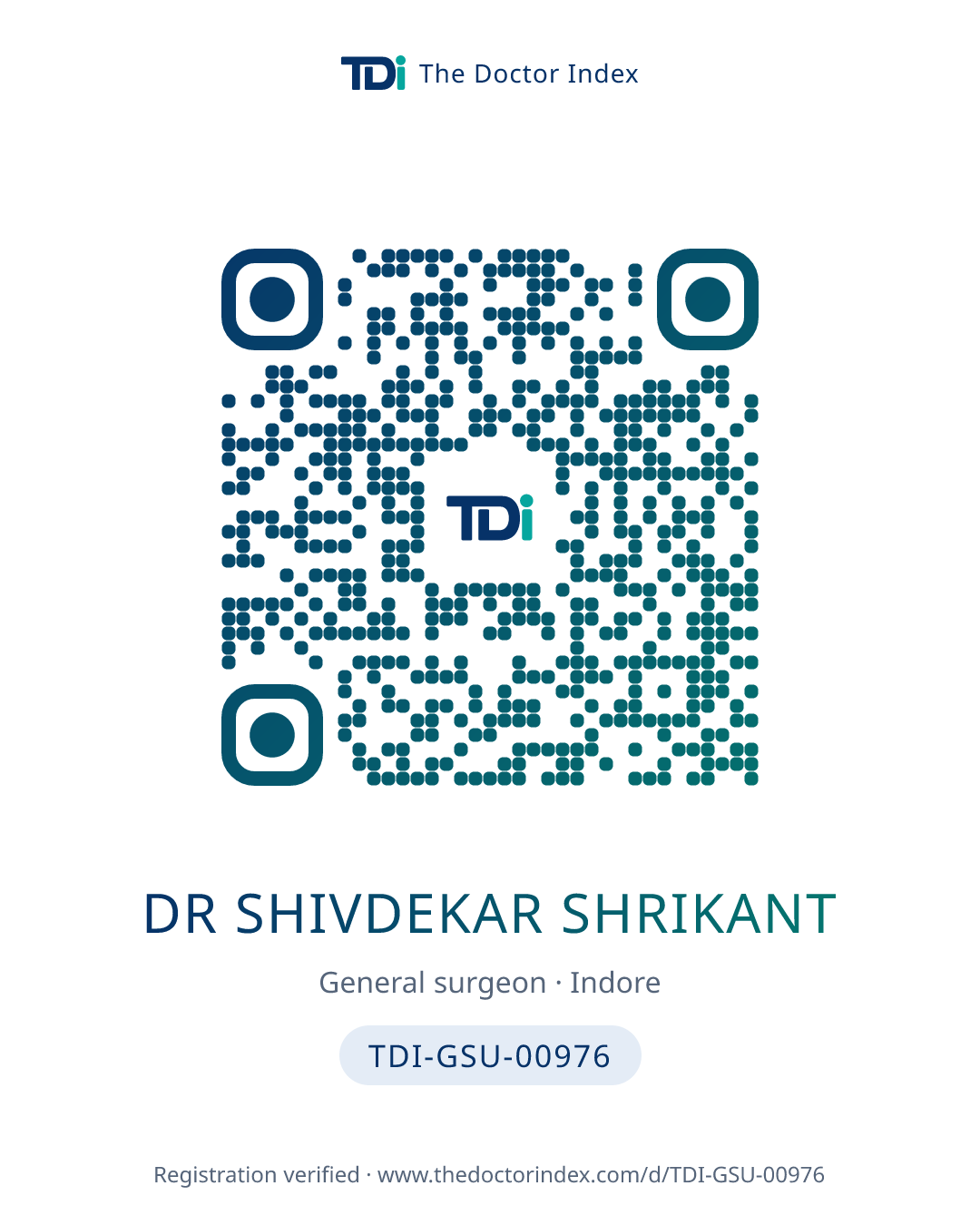 QR card for Dr Shivdekar Shrikant, TDI-GSU-00976