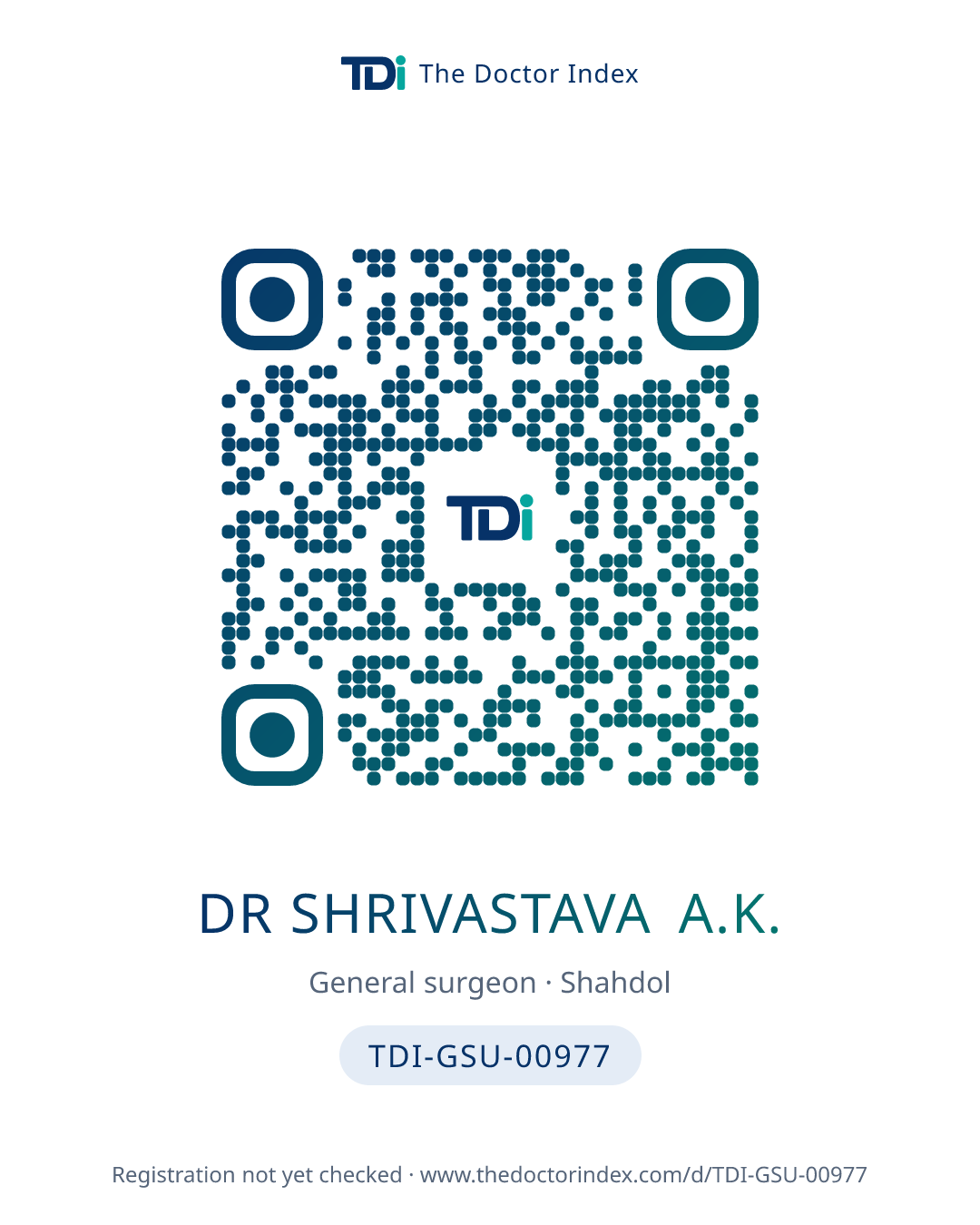 QR card for Dr Shrivastava A.K., TDI-GSU-00977