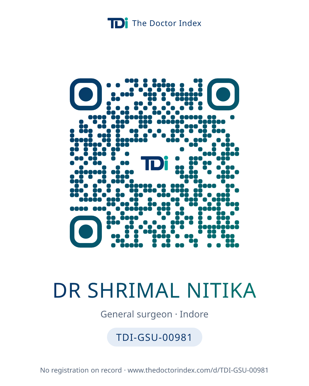 QR card for Dr Shrimal Nitika, TDI-GSU-00981