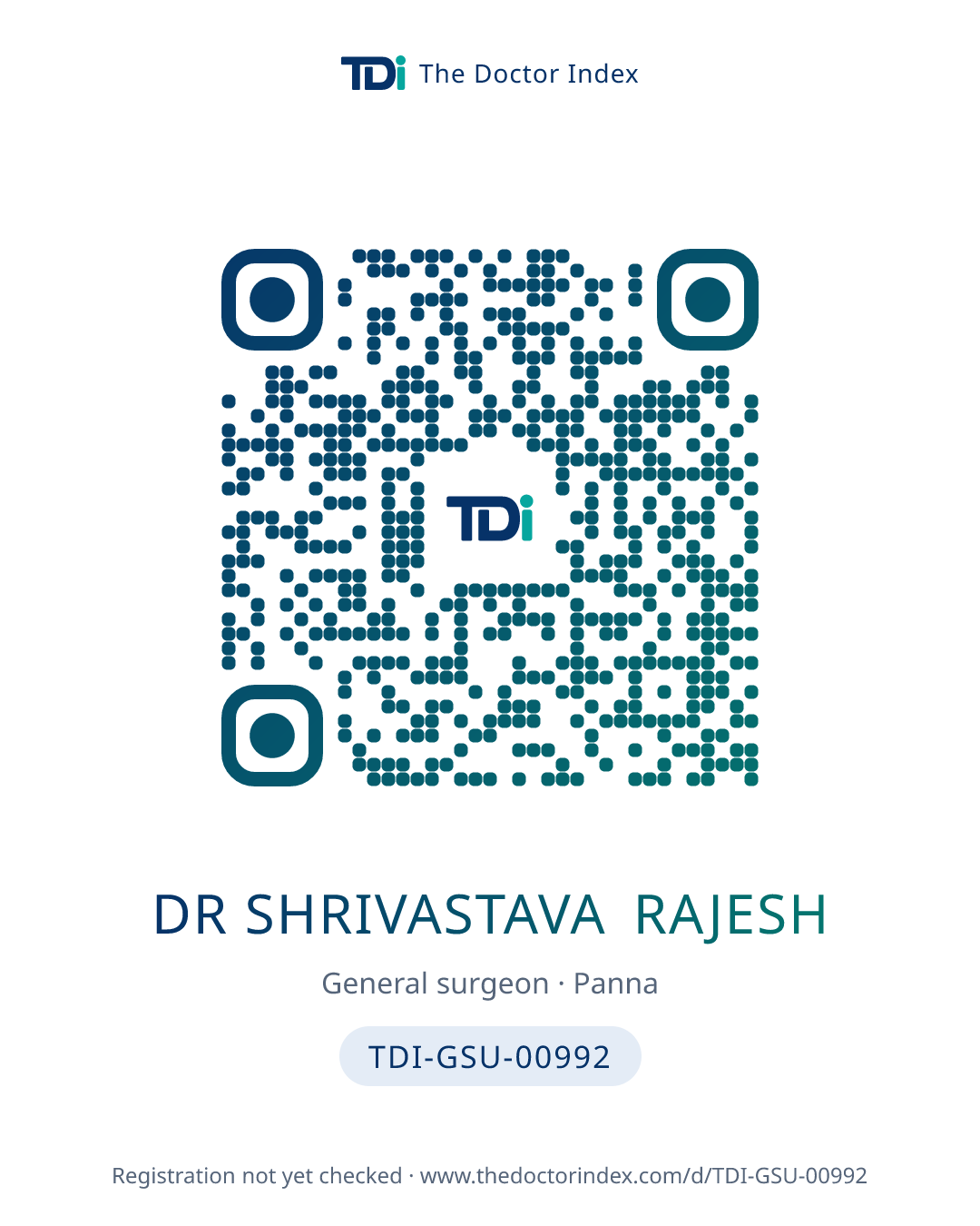 QR card for Dr Shrivastava Rajesh, TDI-GSU-00992