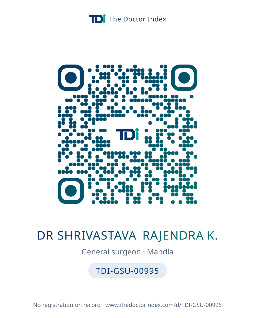 QR card for Dr Shrivastava Rajendra K., TDI-GSU-00995