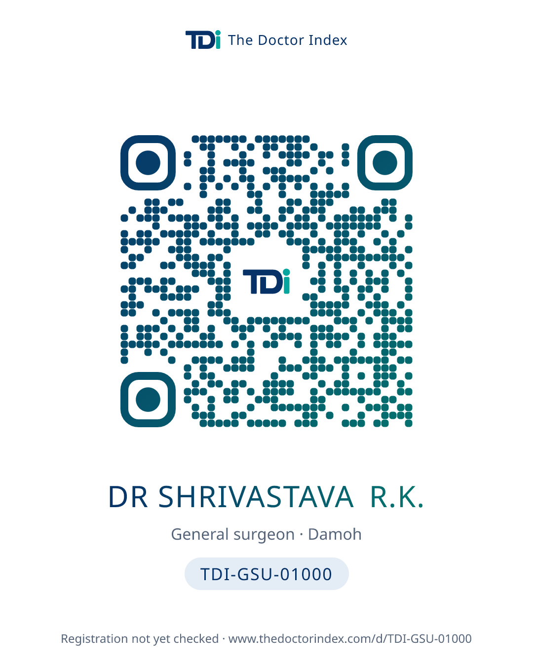 QR card for Dr Shrivastava R.K., TDI-GSU-01000