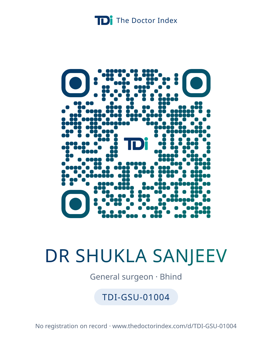 QR card for Dr Shukla Sanjeev, TDI-GSU-01004