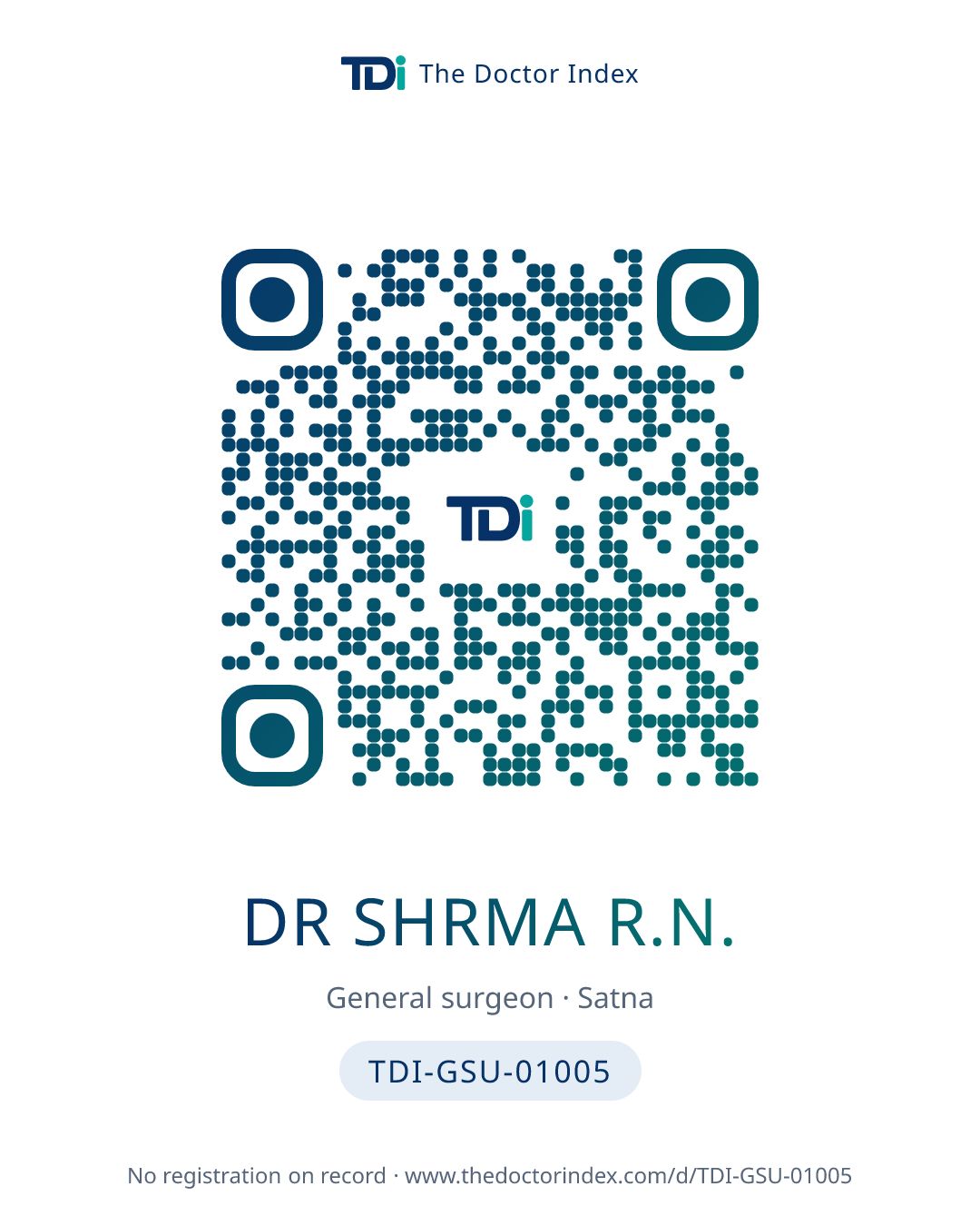 QR card for Dr Shrma R.N., TDI-GSU-01005