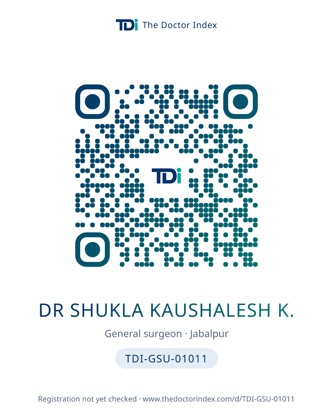 QR card for Dr Shukla Kaushalesh K., TDI-GSU-01011